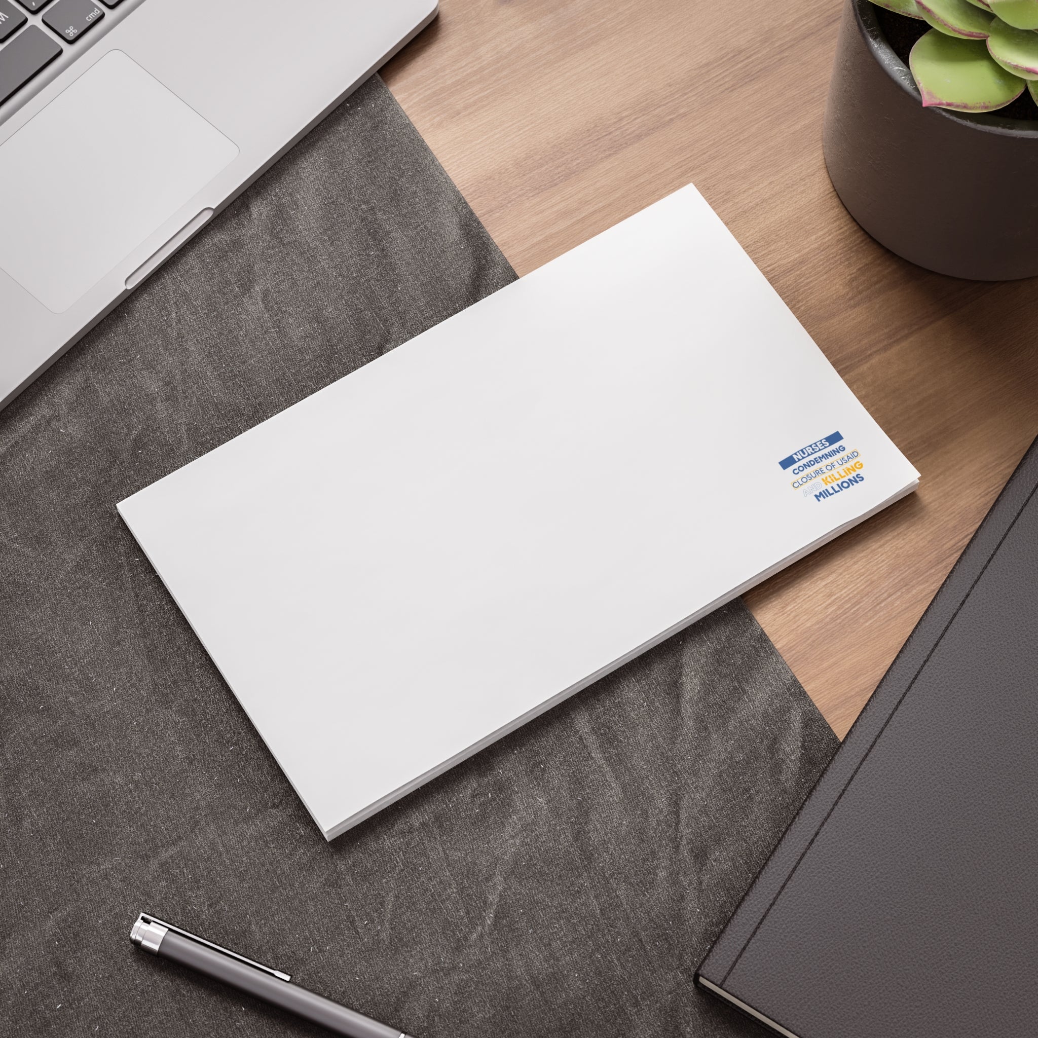 Post-it® Note Pads - Nurses Condemning Closure of USAID (front) - 75.2 gsm white uncoated paper - NFG-NP-3M