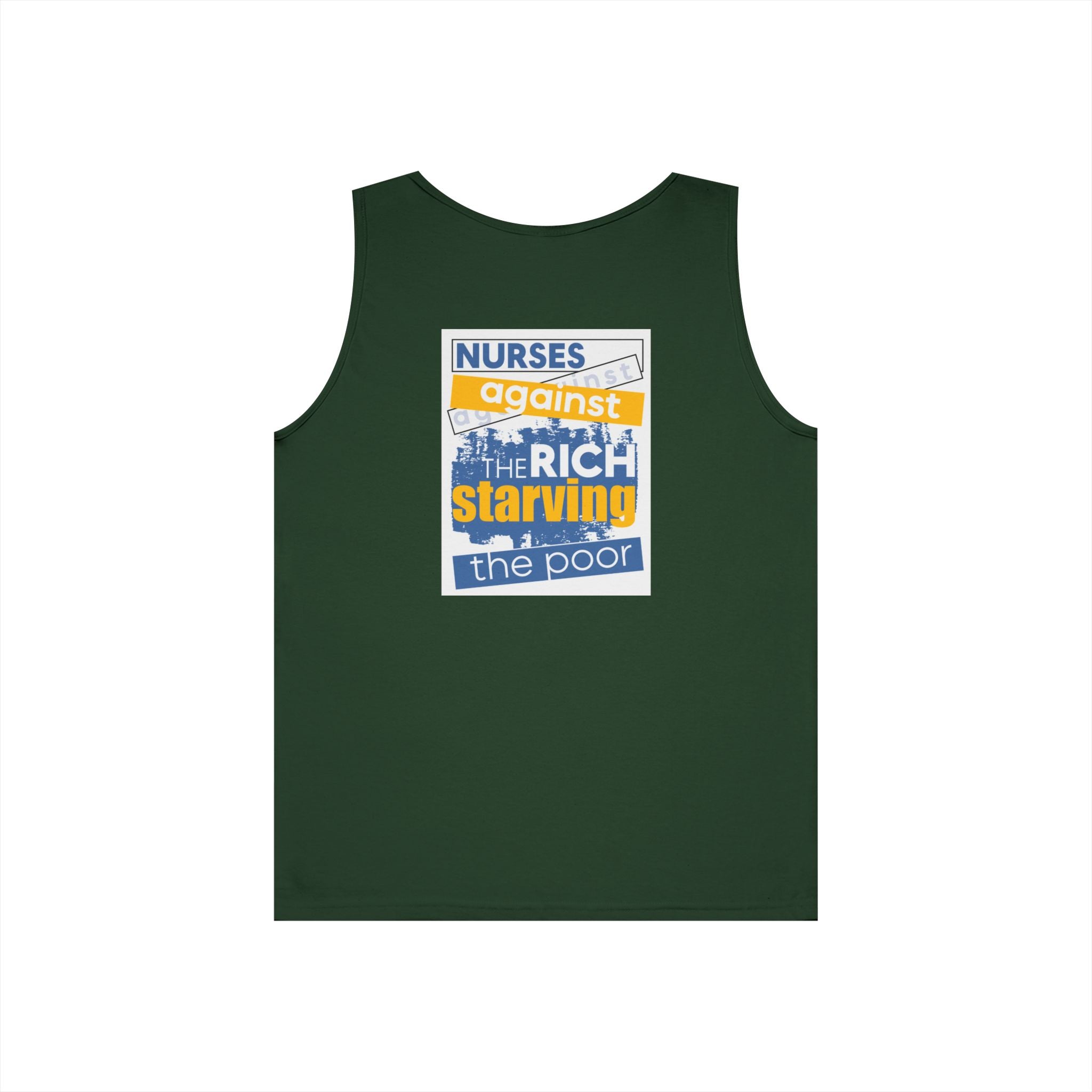 Unisex Medium fabric Cotton Tank Top - Free School Lunches For All (front) - Nurses Against The Rich Starving The Poor (back) - 100% cotton - NAH-K-G5200