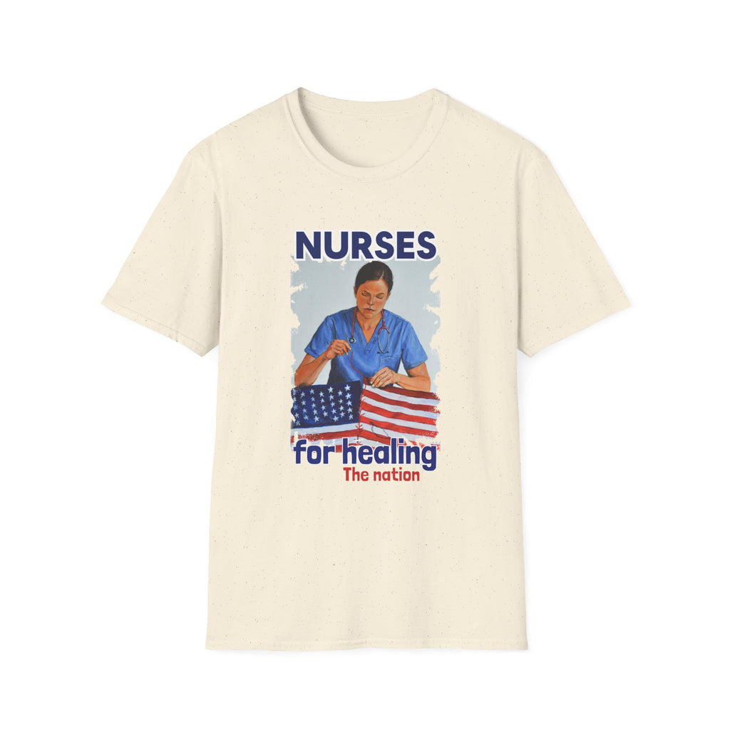 Unisex Lightweight fabric T-Shirt - Nurses For Healing The Nation (front) - Nurses Standing Up For Humanity (back) - 100% ring-spun cotton - NFH-T-G64000