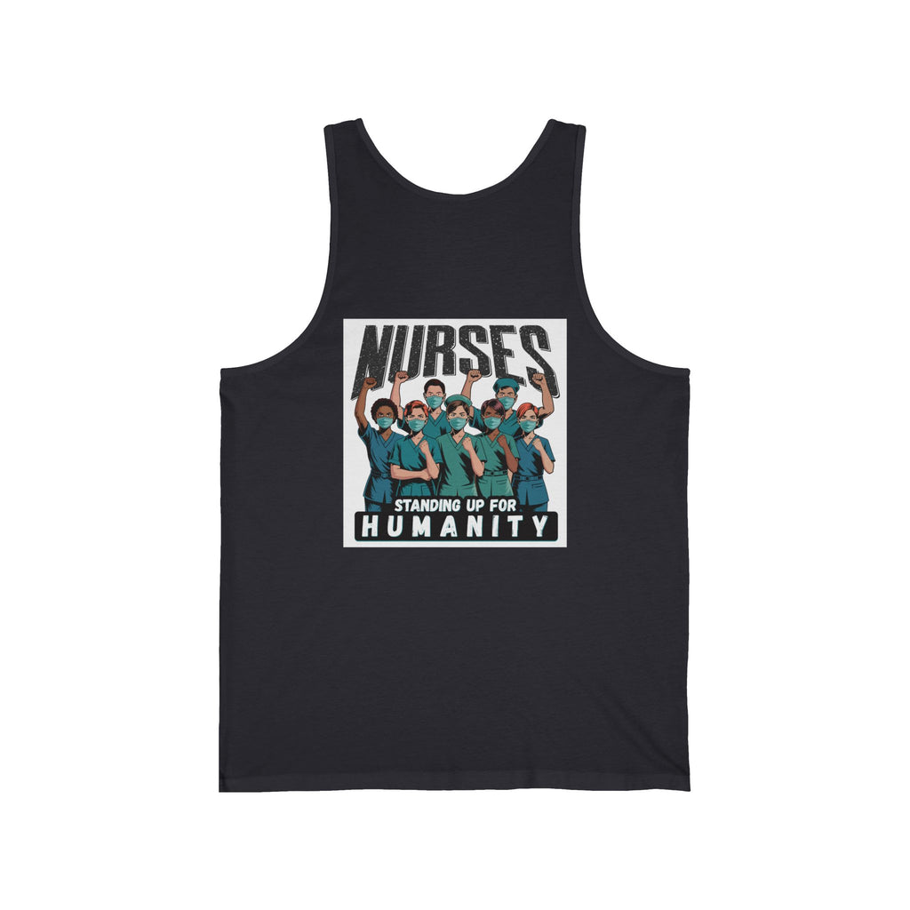 Unisex Light fabric Jersey Tank - Nurses For Healing The Nation (front) - Nurses Standing Up For Humanity (back) - 100% Airlume combed and ring-spun cotton - NFH-K-BC3480