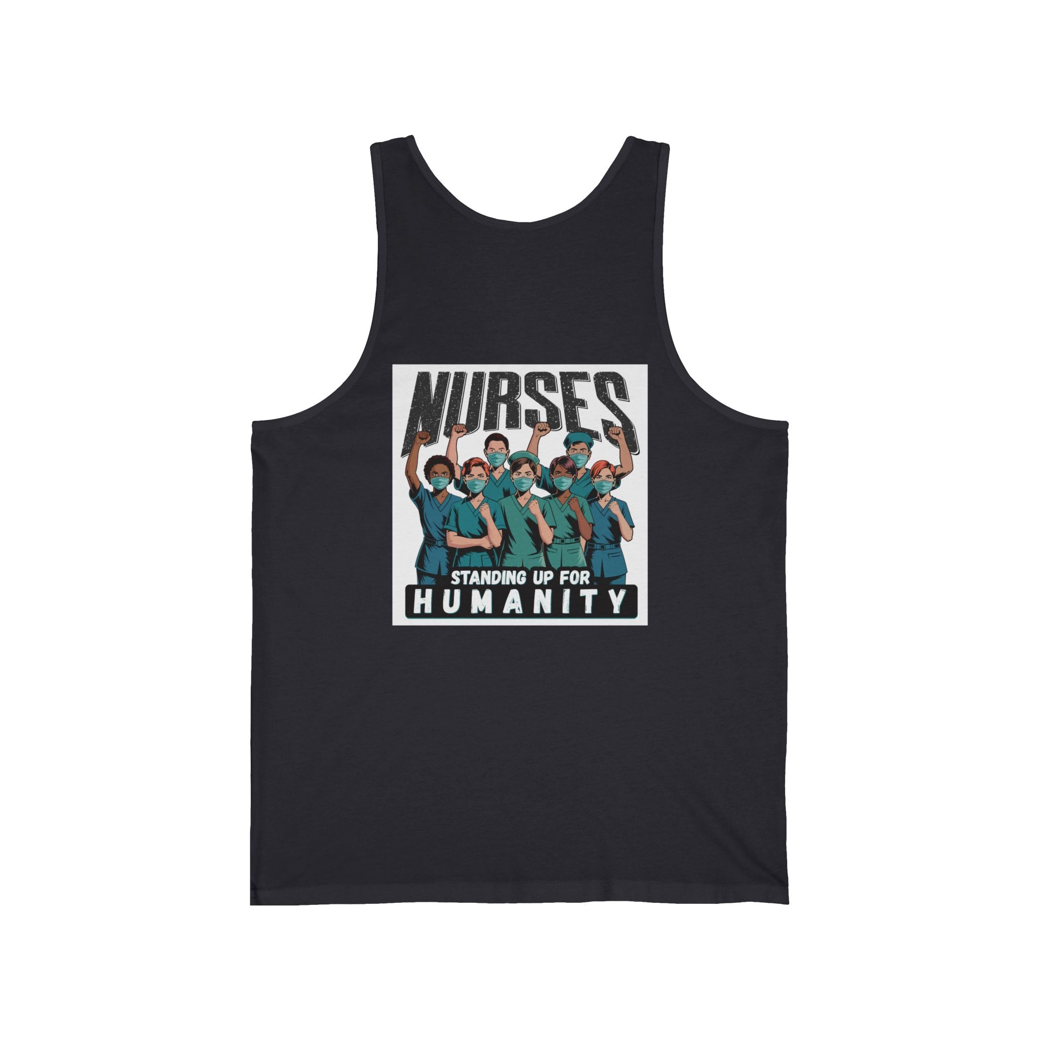 Unisex Light fabric Jersey Tank - Nurses For Healing The Nation (front) - Nurses Standing Up For Humanity (back) - 100% Airlume combed and ring-spun cotton - NFH-K-BC3480
