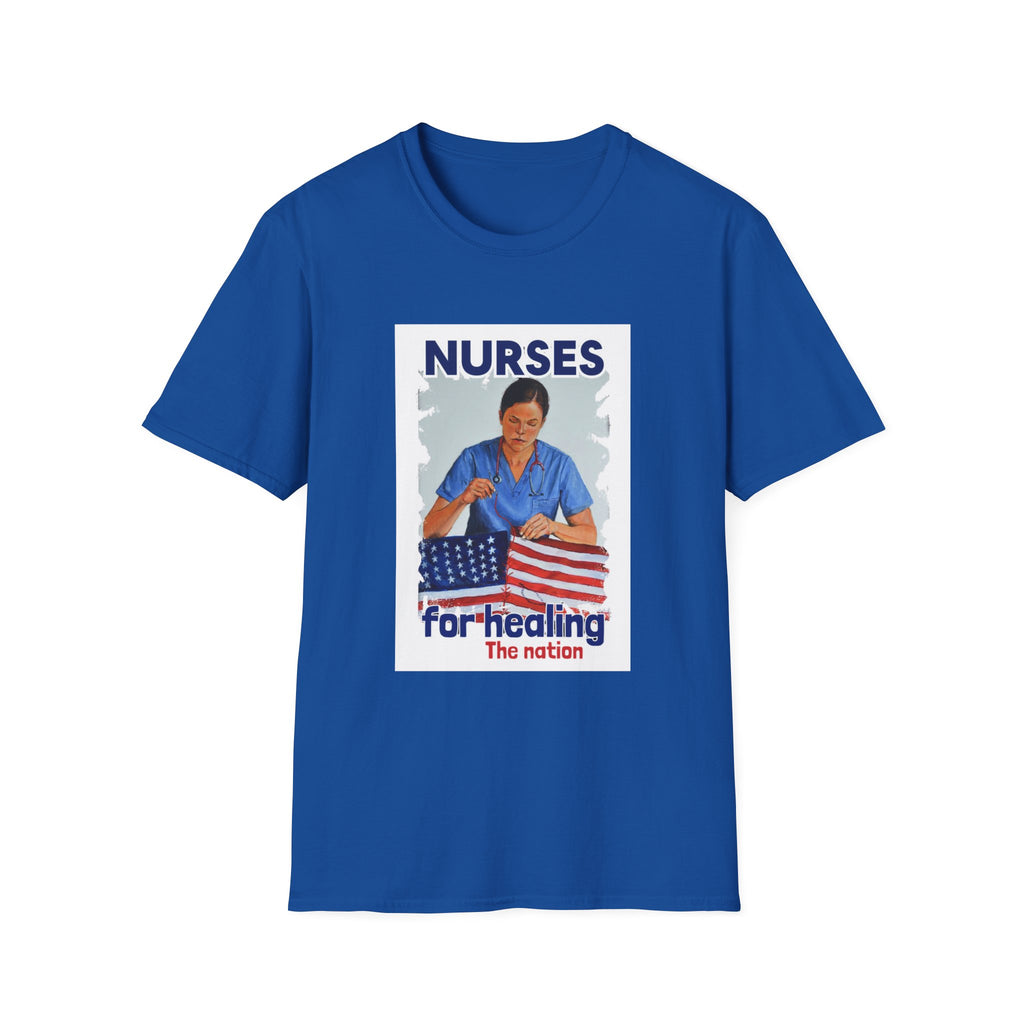 Unisex Lightweight fabric T-Shirt - Nurses For Healing The Nation (front) - Nurses Standing Up For Humanity (back) - 100% ring-spun cotton - NFH-T-G64000
