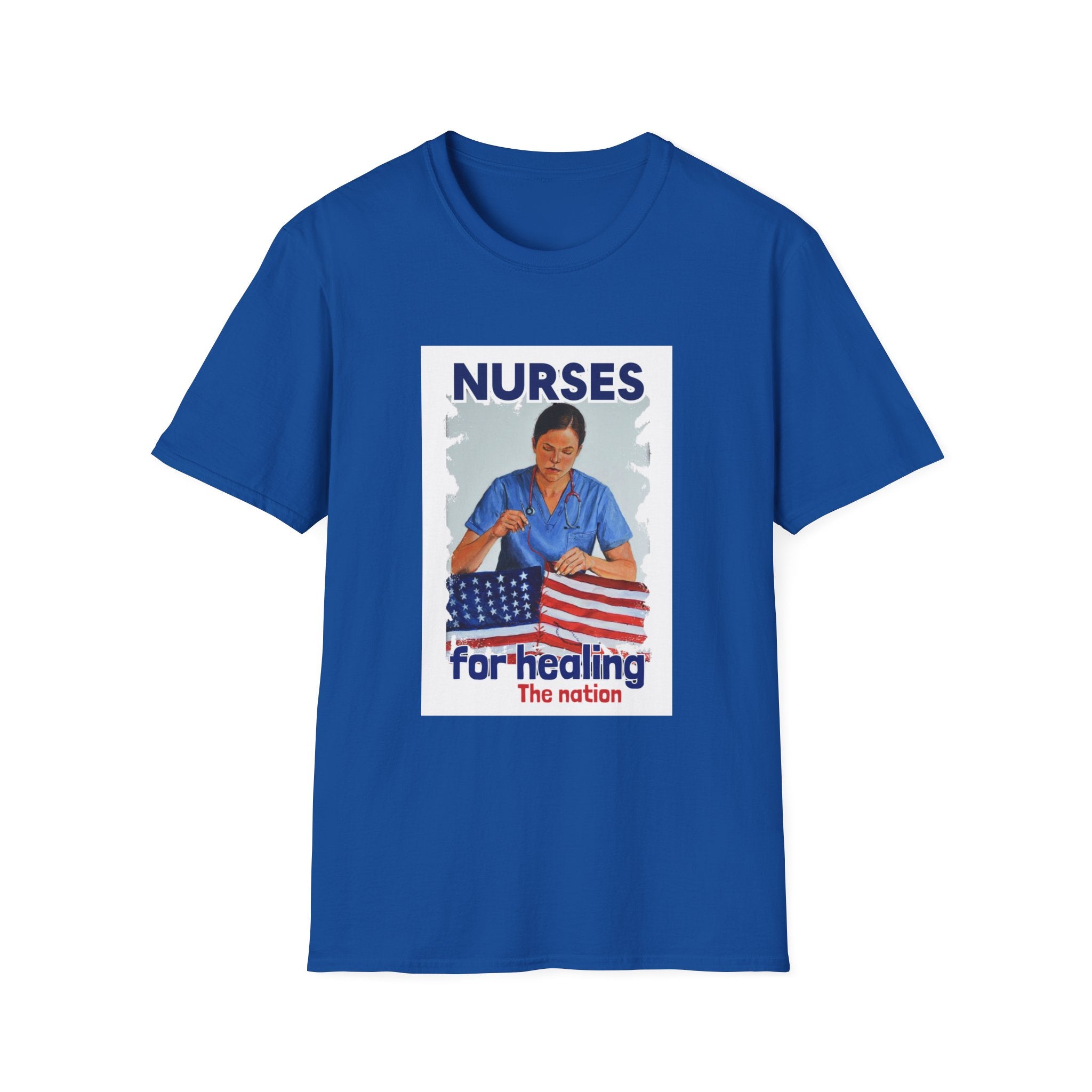 Unisex Lightweight fabric T-Shirt - Nurses For Healing The Nation (front) - Nurses Standing Up For Humanity (back) - 100% ring-spun cotton - NFH-T-G64000