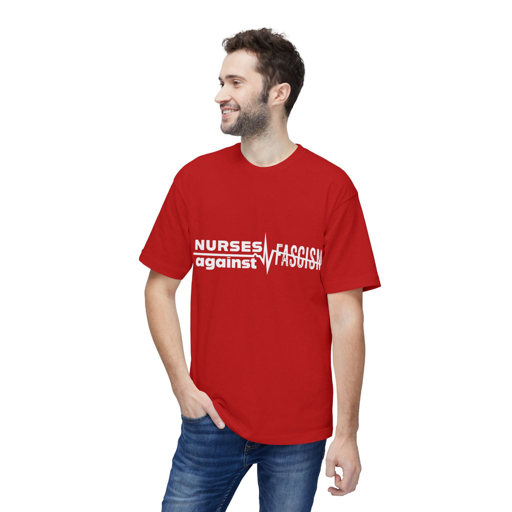 Unisex Midweight T-shirt, Nurses Against Fascism (front) - Nurses Against Cruelty (back) - 100% Polyster - NAF-T-BS5040