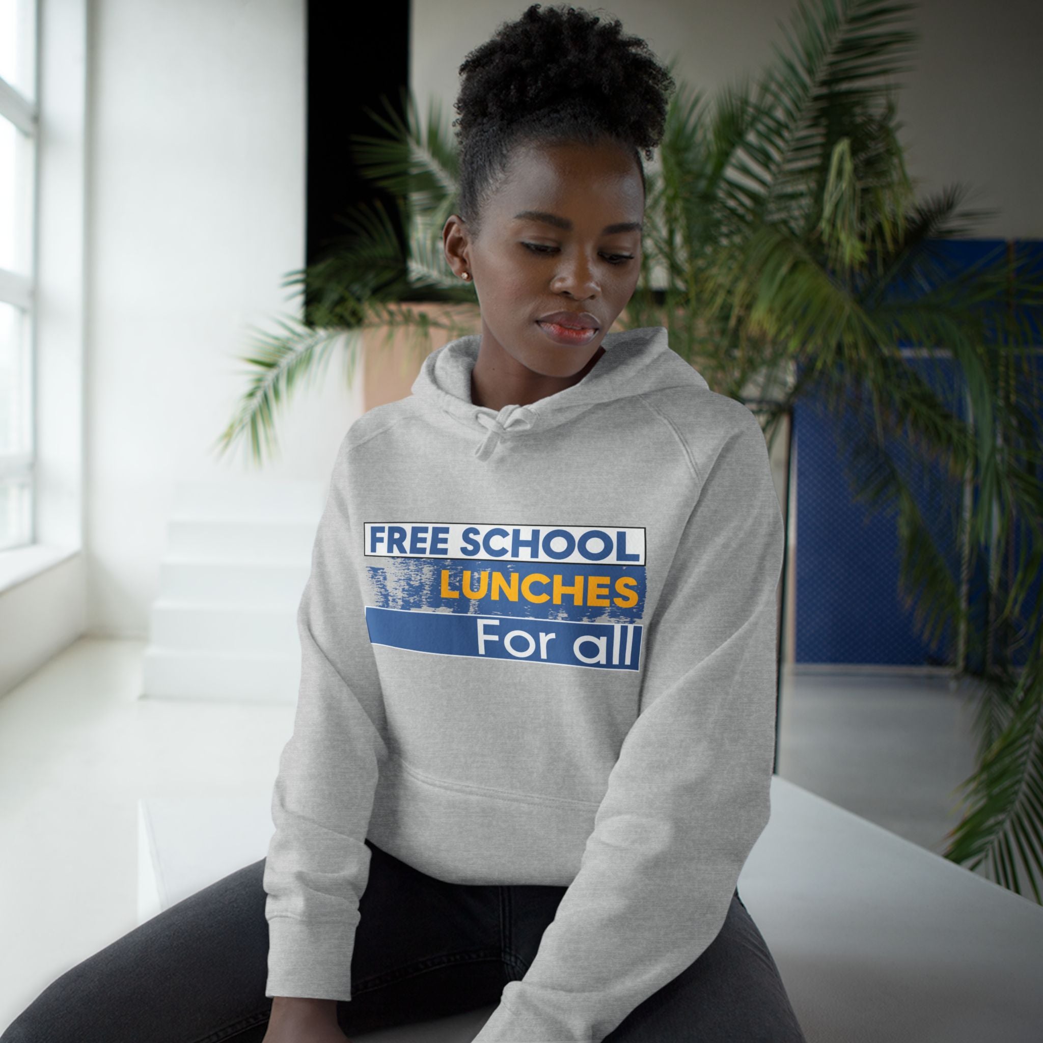 Unisex Mid-weight Hoodie - Free School Lunches For All (front) - Nurses Against The Rich Starving The Poor (back) - 80% cotton, 20% Polyester - NAH-H-AC5101
