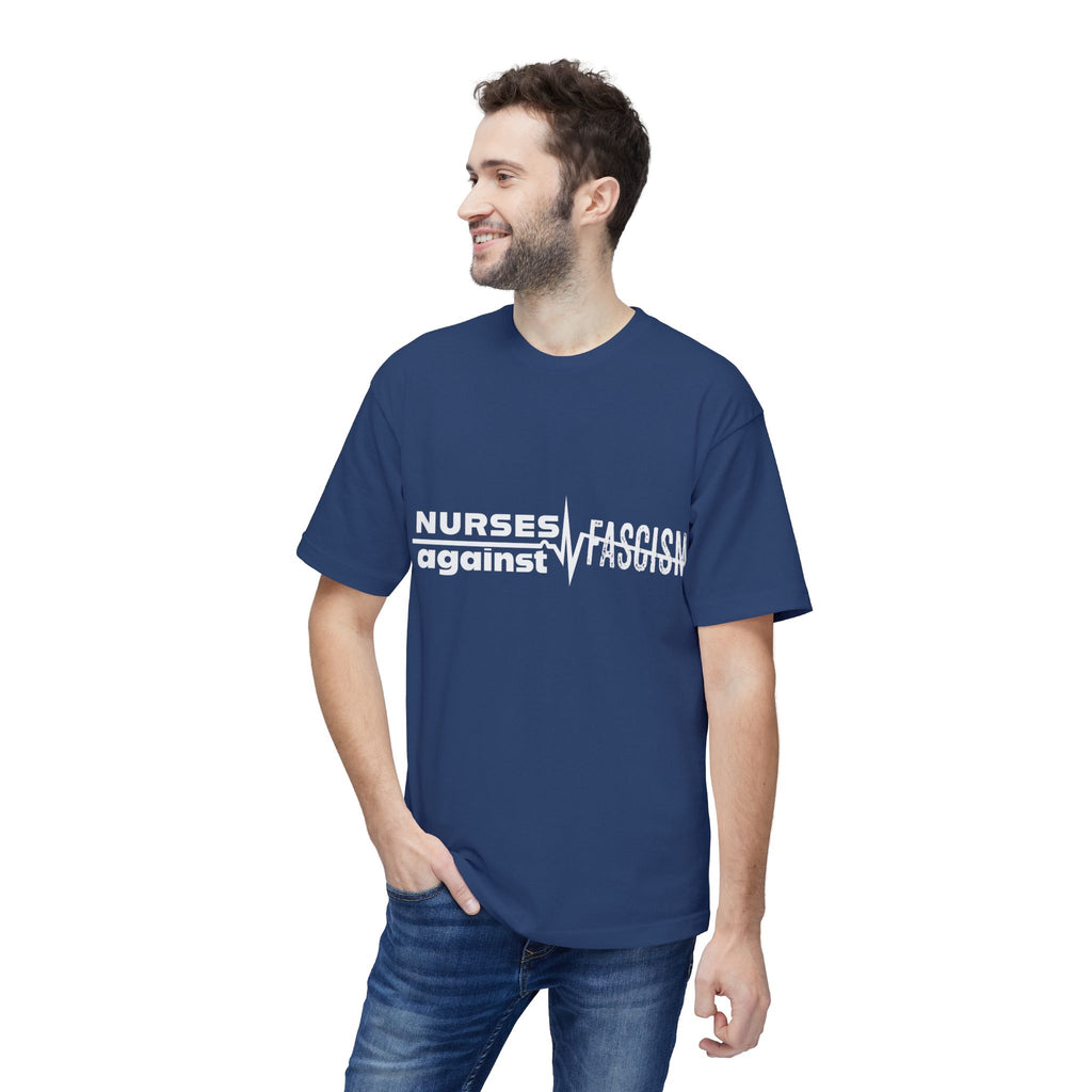 Unisex Midweight T-shirt, Nurses Against Fascism (front) - Nurses Against Cruelty (back) - 100% Polyster - NAF-T-BS5040