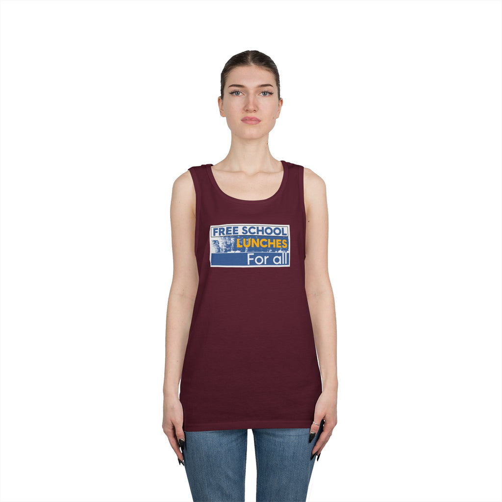 Unisex Medium fabric Cotton Tank Top - Free School Lunches For All (front) - Nurses Against The Rich Starving The Poor (back) - 100% cotton - NAH-K-G5200