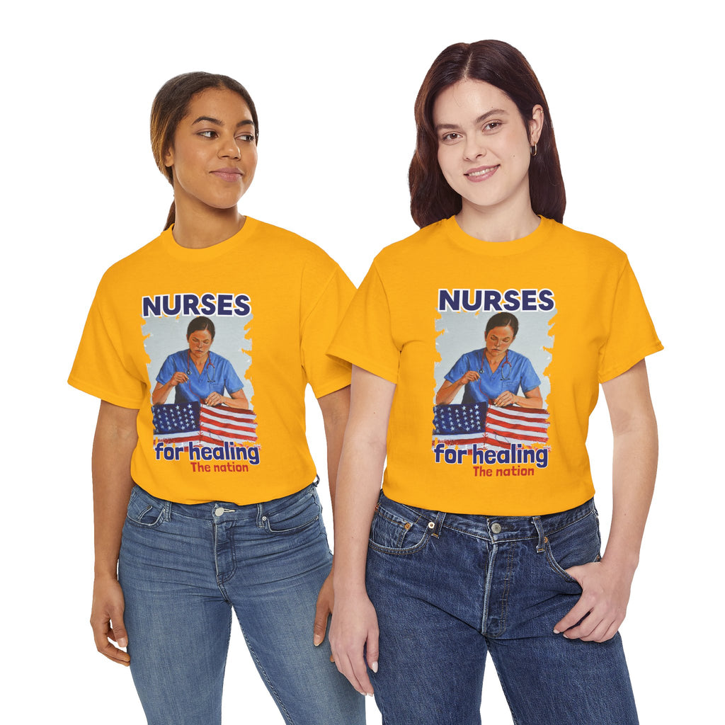 Unisex Medium fabric Cotton Tee - Nurses For Healing The Nation (front) - Nurses Standing Up For Humanity (back) - 100% cotton - NFH-T-G5000