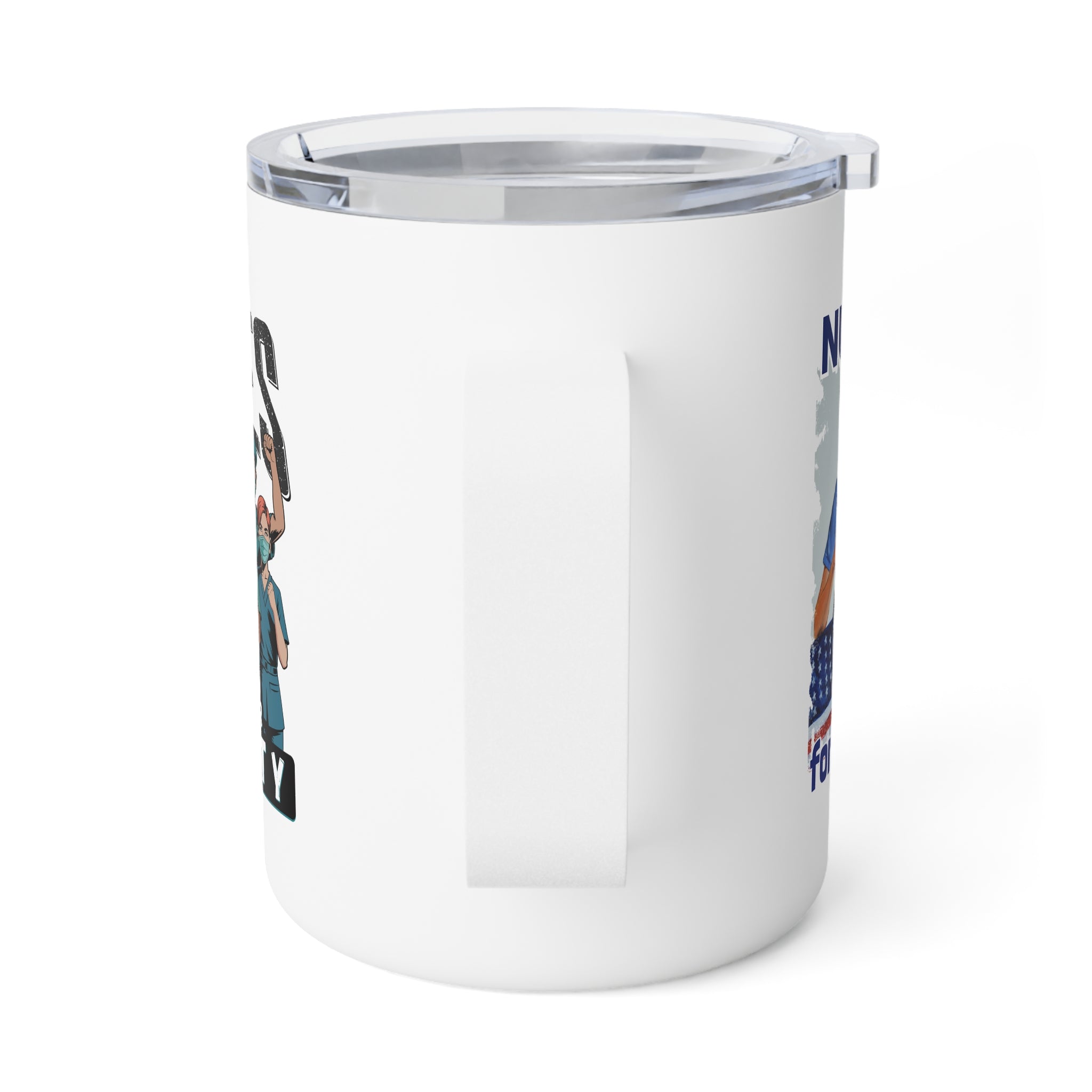 Unisex Insulated Coffee Mug - Nurses For Healing The Nation (right) - Nurses Standing Up For Humanity (left) - 10oz - NFH-CM-INSULATED