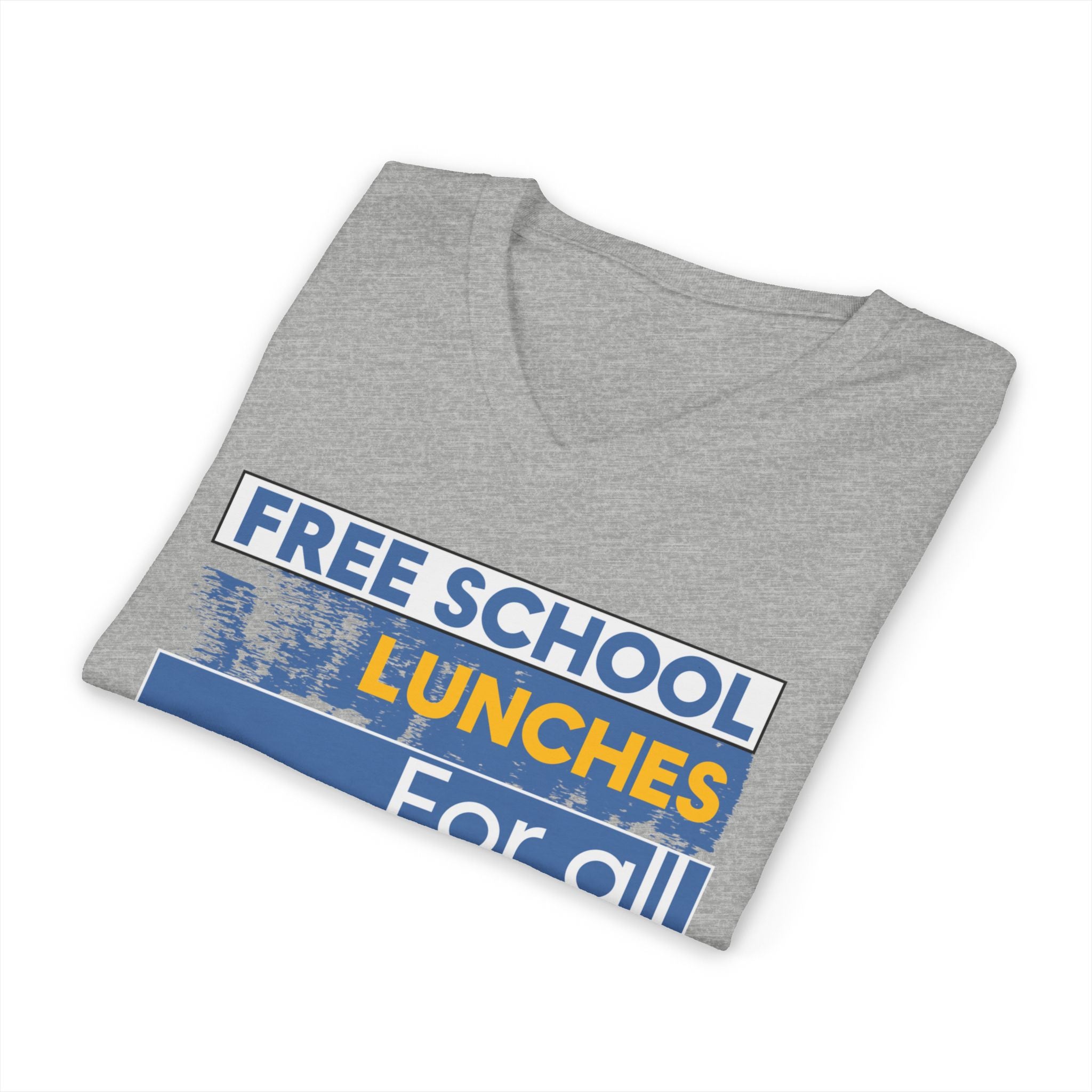 Unisex Lightweight fabric Jersey Short Sleeve V-Neck Tee - Free School Lunches For All (front) - Nurses Against The Rich Starving The Poor (back) - 100% cotton fabric - NAH-V-BC3005