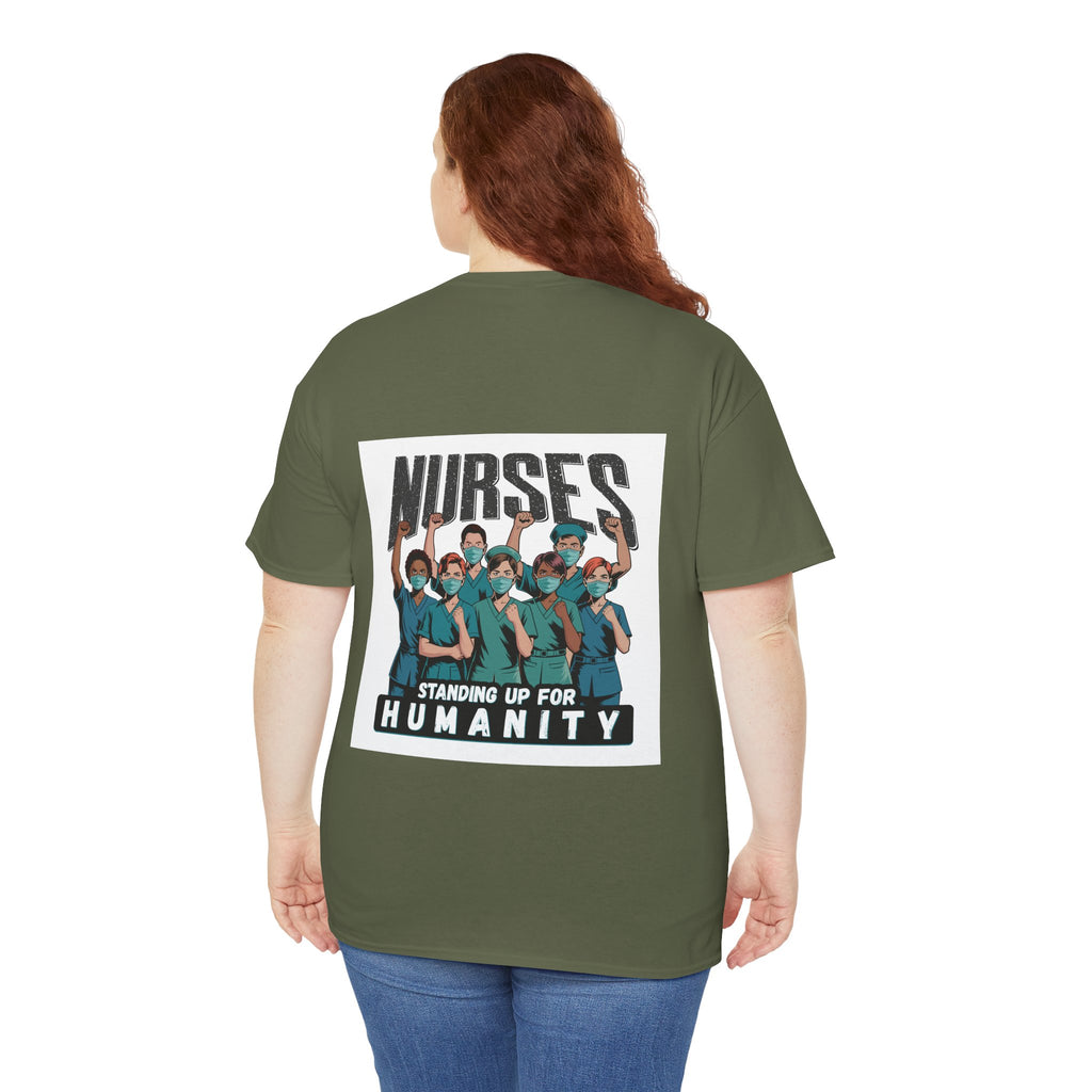 Unisex Medium fabric Cotton Tee - Nurses For Healing The Nation (front) - Nurses Standing Up For Humanity (back) - 100% cotton - NFH-T-G5000