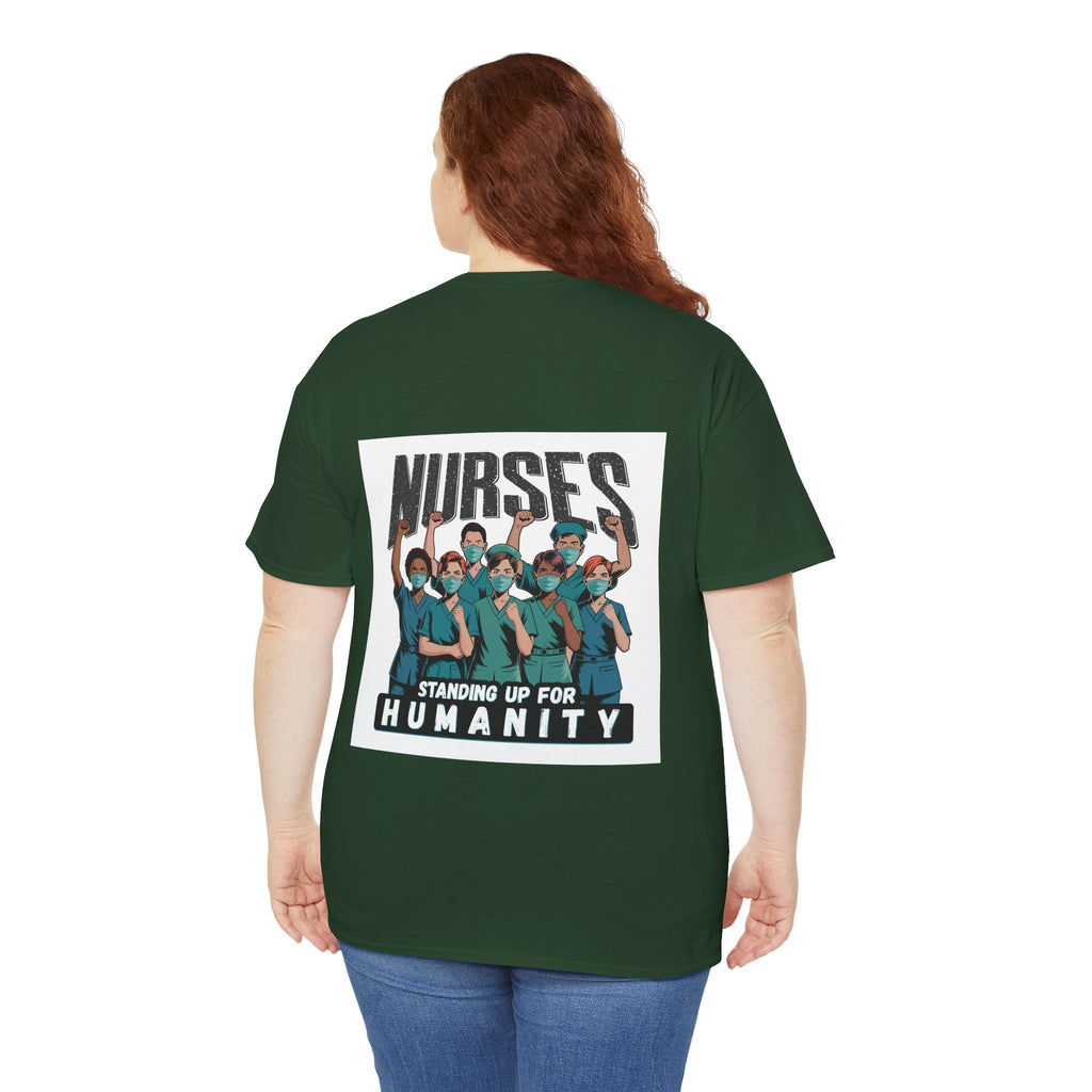 Unisex Medium fabric Cotton Tee - Nurses For Healing The Nation (front) - Nurses Standing Up For Humanity (back) - 100% cotton - NFH-T-G5000