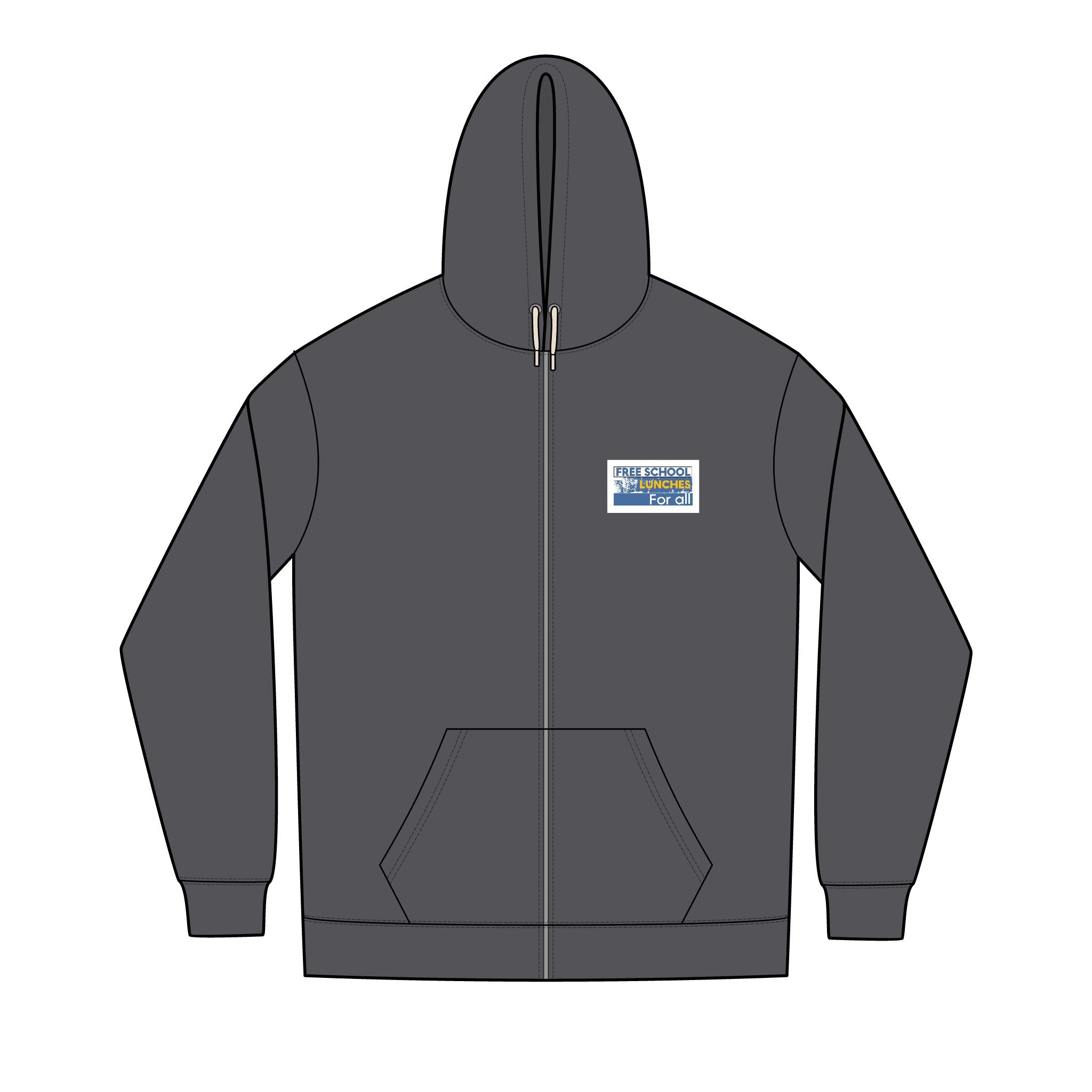 Men's Medium-heavy fabric Full-Zip Hoodie - Free School Lunches For All (front) - Nurses Against The Rich Starving The Poor (back) - 60% recycled cotton, 40% recycled polyester - NAH-Z-DT8102