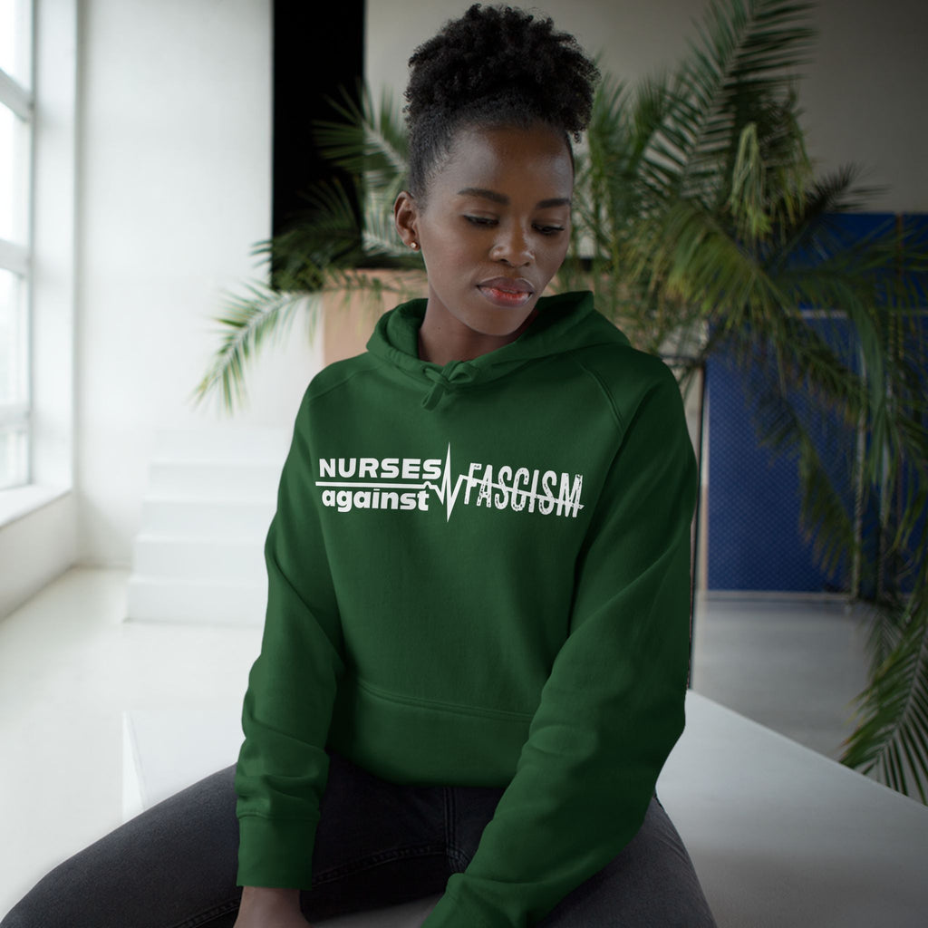Unisex Mid-weight Hoodie - Nurses Against Fascism (front) - Nurses Against Cruelty (back) - 80% cotton, 20% polyester - NAF-H-AC5101