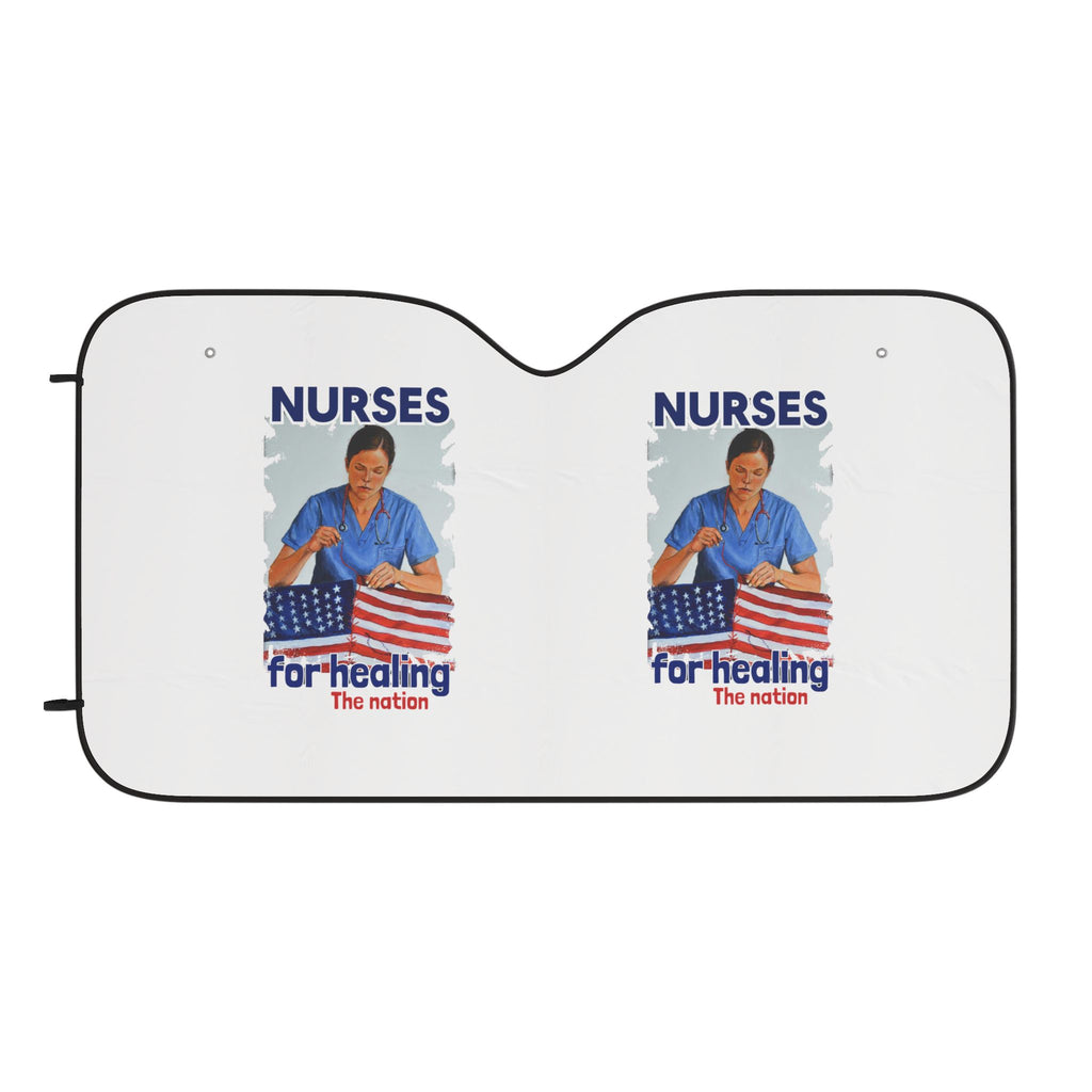 Unisex Car Sun Shade - Nurses For Healing The Nation (front) -  100% Polyester & 100% Aluminized film cushion - NFH-CA-02