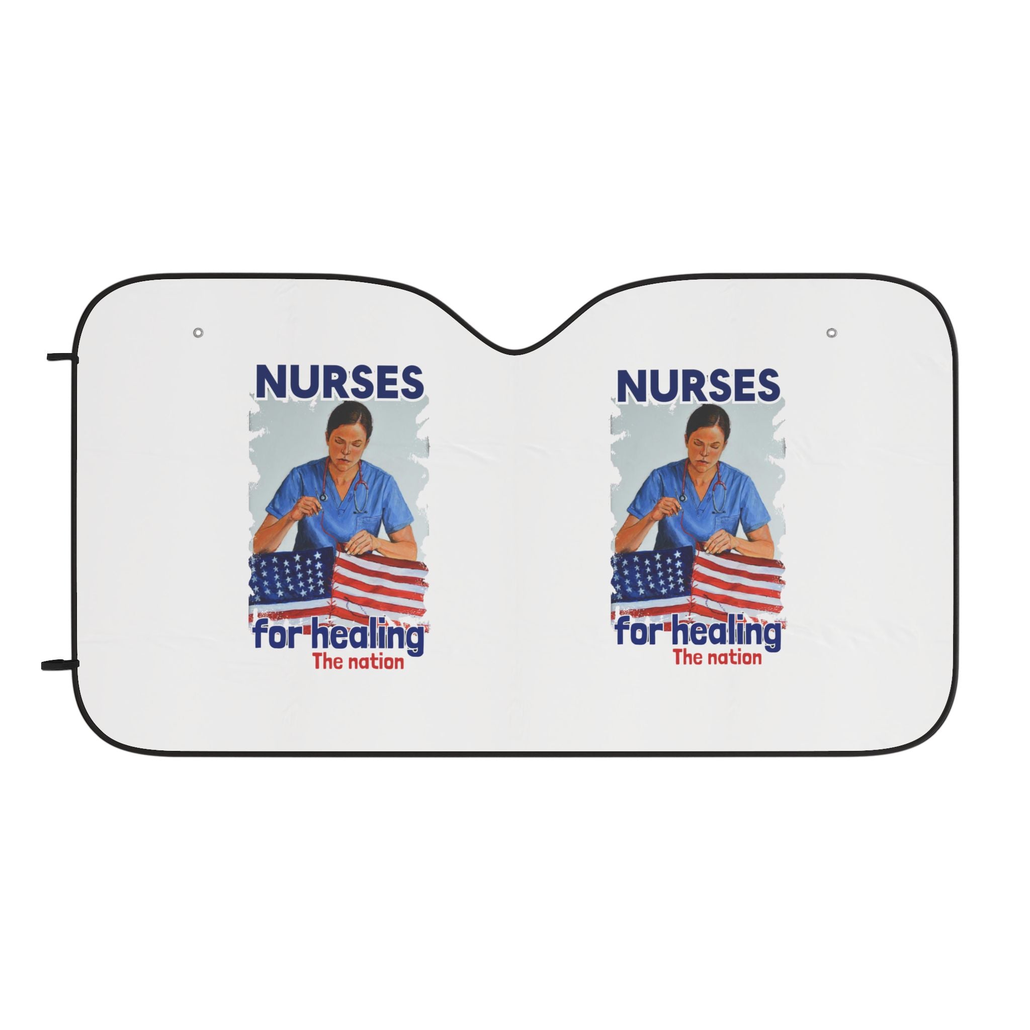 Unisex Car Sun Shade - Nurses For Healing The Nation (front) -  100% Polyester & 100% Aluminized film cushion - NFH-CA-02