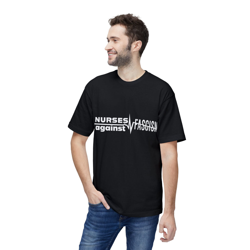 Unisex Midweight T-shirt, Nurses Against Fascism (front) - Nurses Against Cruelty (back) - 100% Polyster - NAF-T-BS5040