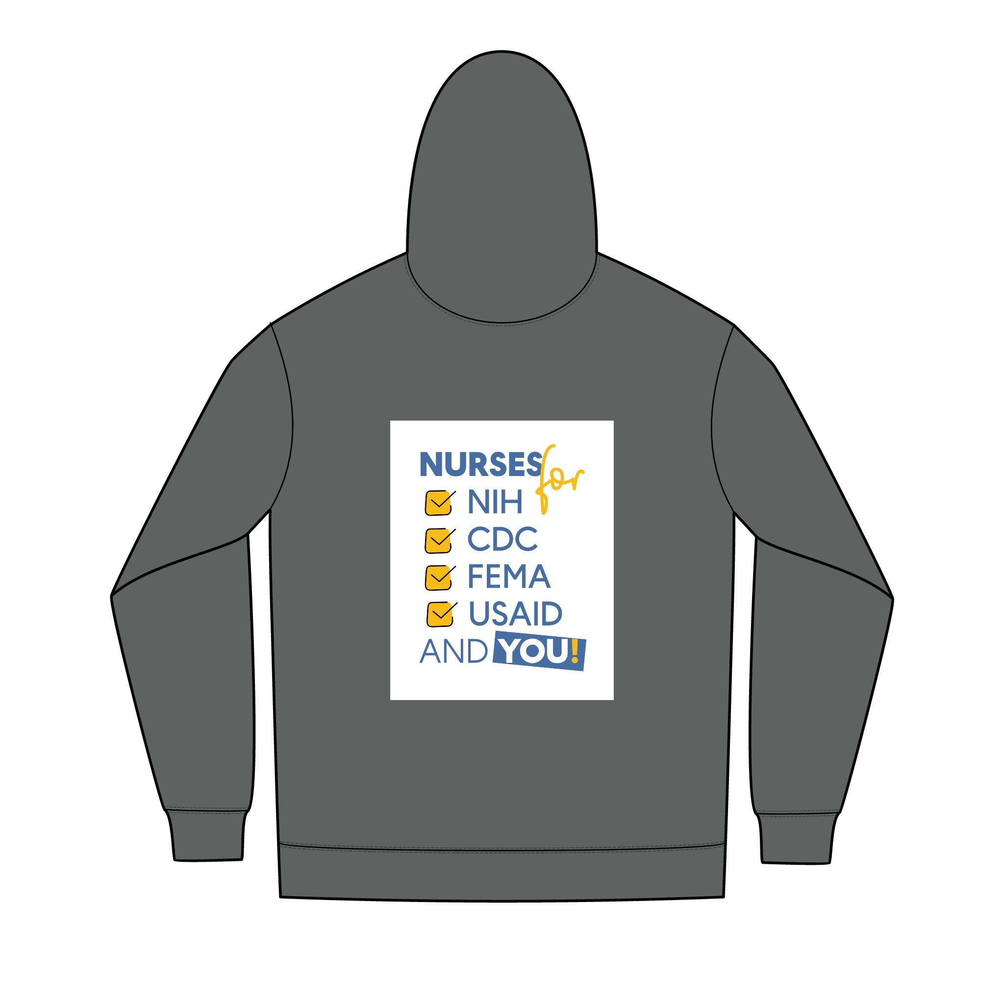 Men's Medium-heavy fabric Full-Zip Hoodie - Nurses Condemning Closure of USAID (front) - Nurses For NIH, CDC, FEMA, USAID And YOU (back) - Medium-heavy fabric - NFG-Z-DT8102
