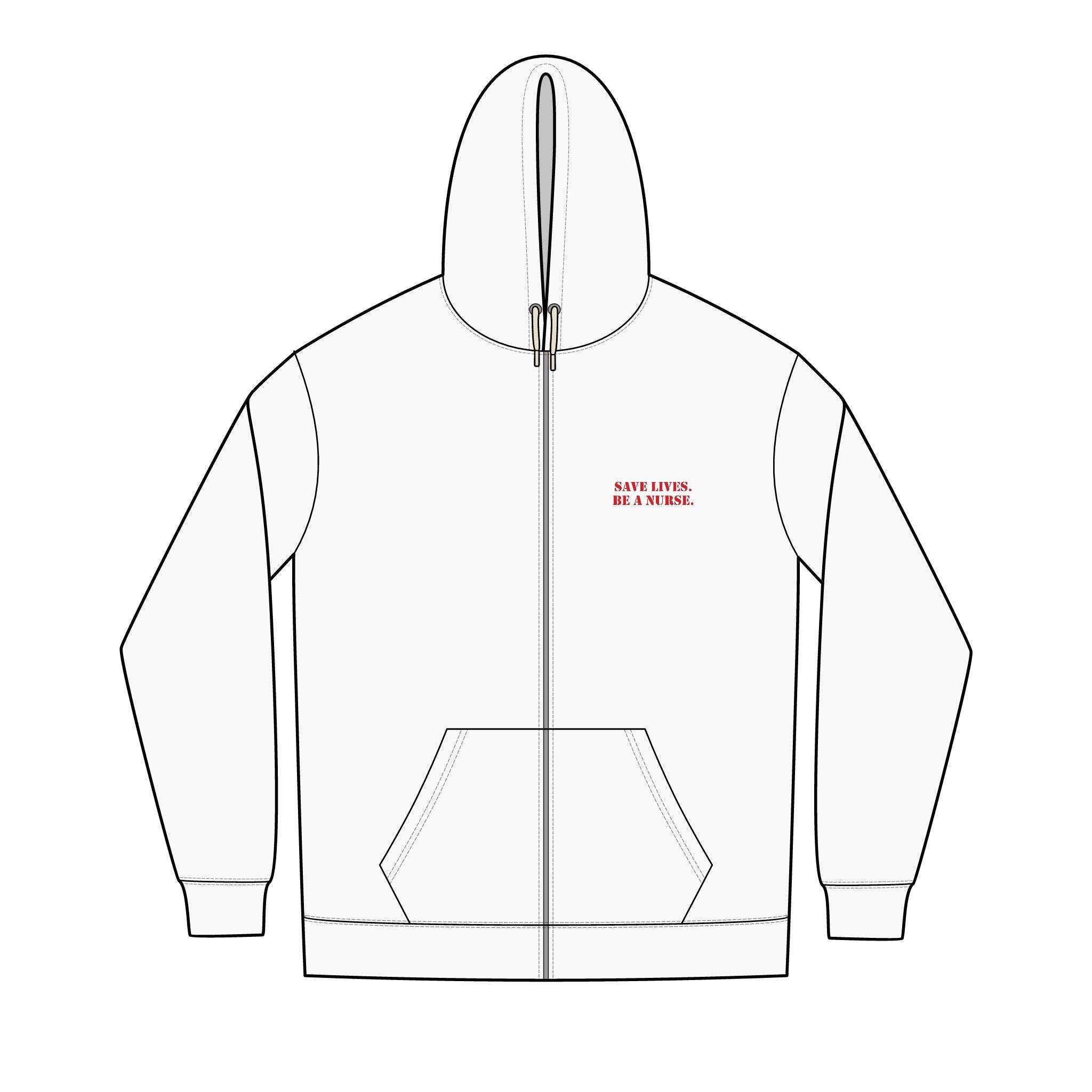 Men's District® Medium-heavy fabric Full-Zip Hoodie - Save Lives Be A Nurse (front) - Not Your Mom (back) - 60% recycled cotton, 40% recycled polyester - SLA-Z-DT8102