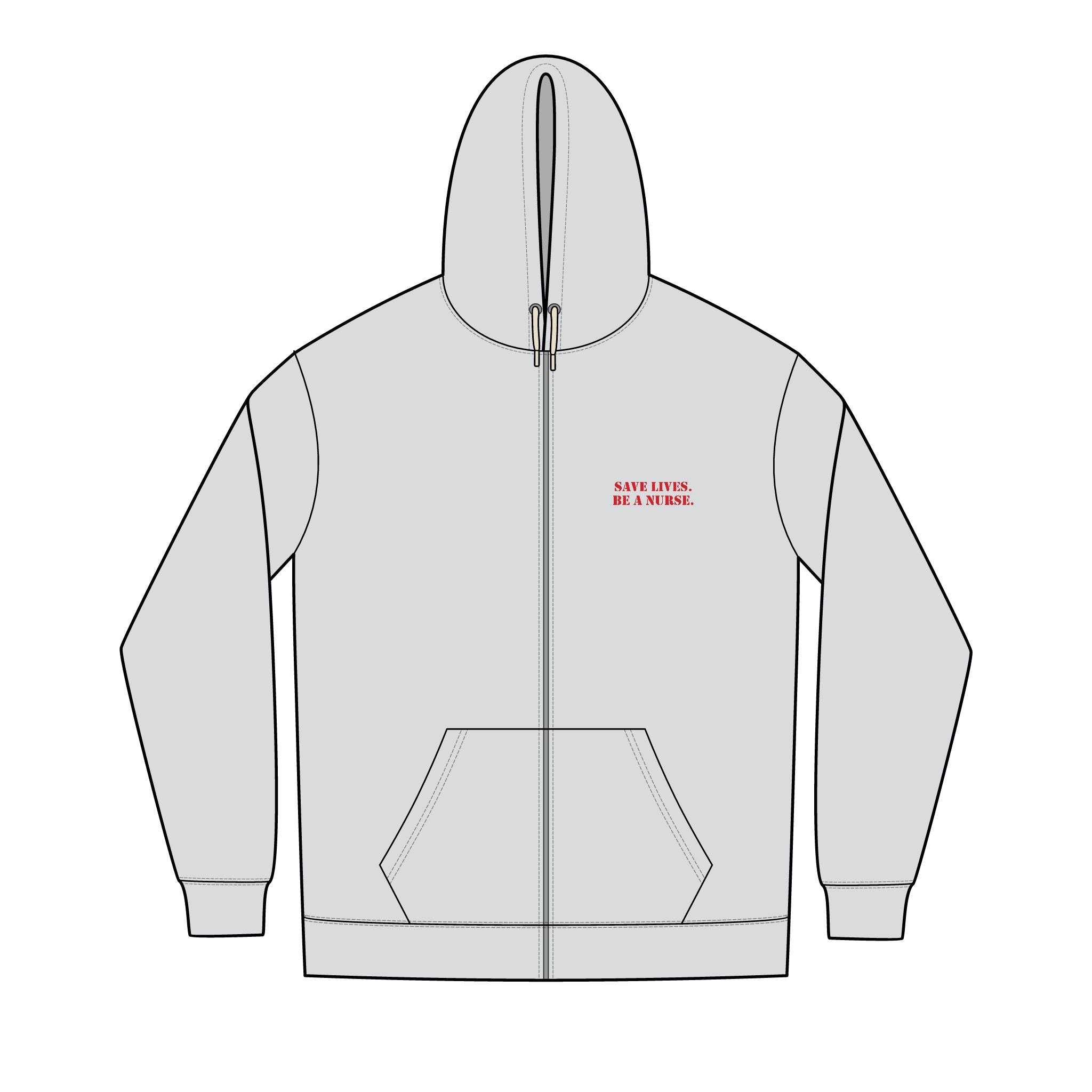 Men's District® Medium-heavy fabric Full-Zip Hoodie - Save Lives Be A Nurse (front) - Not Your Mom (back) - 60% recycled cotton, 40% recycled polyester - SLA-Z-DT8102