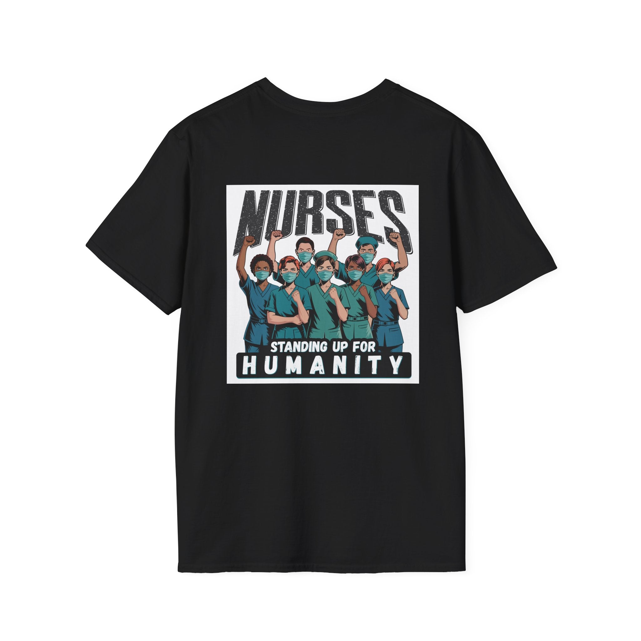 Unisex Lightweight fabric T-Shirt - Nurses For Healing The Nation (front) - Nurses Standing Up For Humanity (back) - 100% ring-spun cotton - NFH-T-G64000