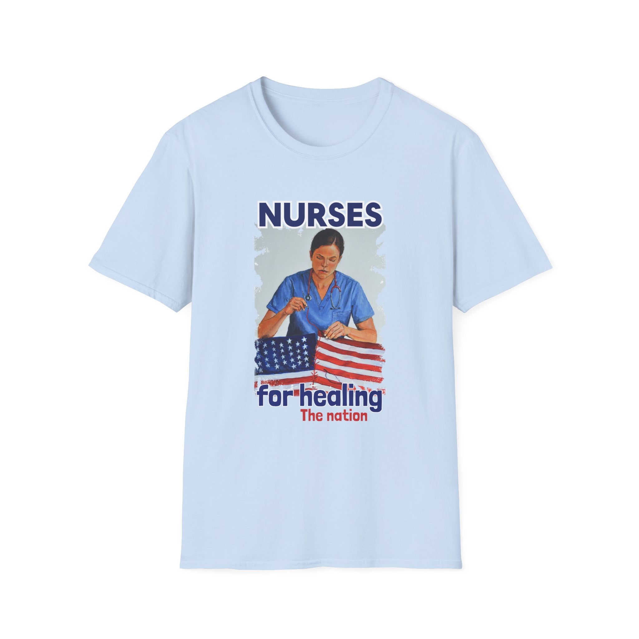 Unisex Lightweight fabric T-Shirt - Nurses For Healing The Nation (front) - Nurses Standing Up For Humanity (back) - 100% ring-spun cotton - NFH-T-G64000