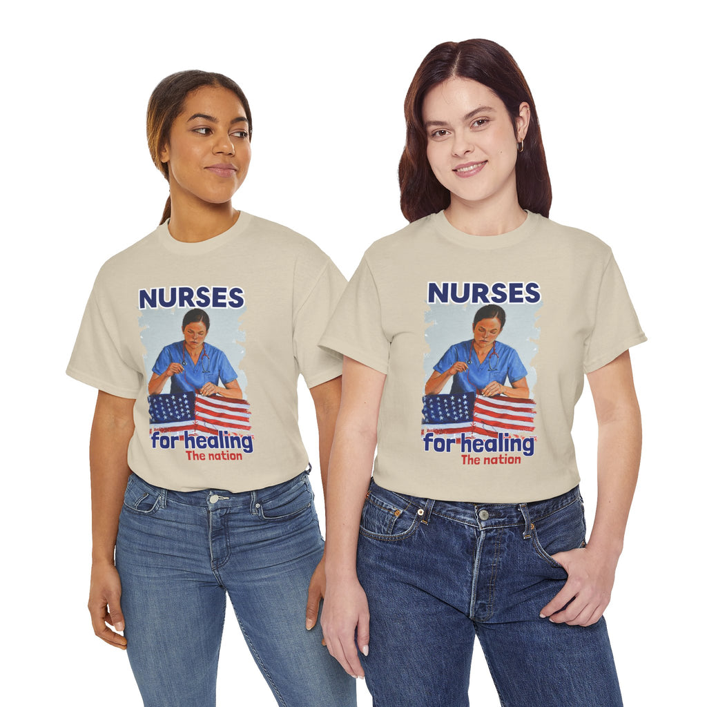 Unisex Medium fabric Cotton Tee - Nurses For Healing The Nation (front) - Nurses Standing Up For Humanity (back) - 100% cotton - NFH-T-G5000