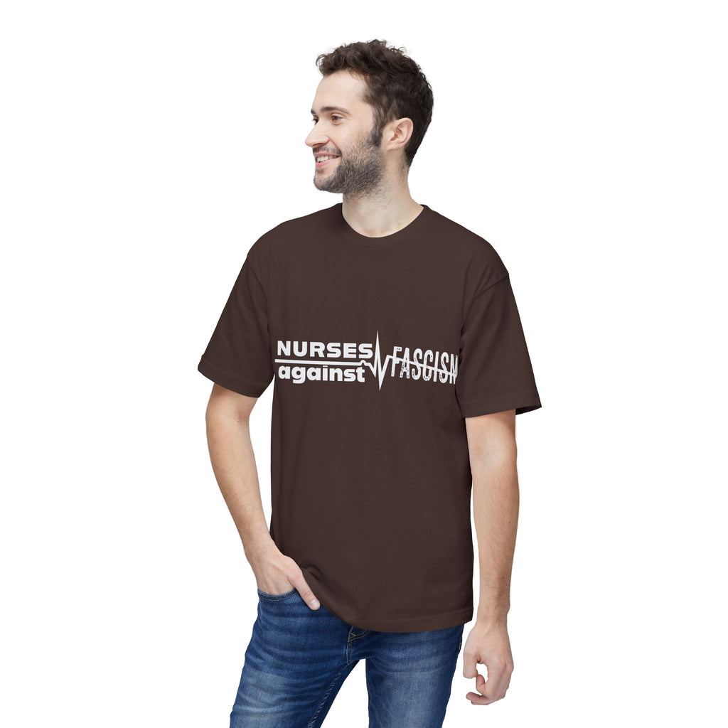 Unisex Midweight T-shirt, Nurses Against Fascism (front) - Nurses Against Cruelty (back) - 100% Polyster - NAF-T-BS5040