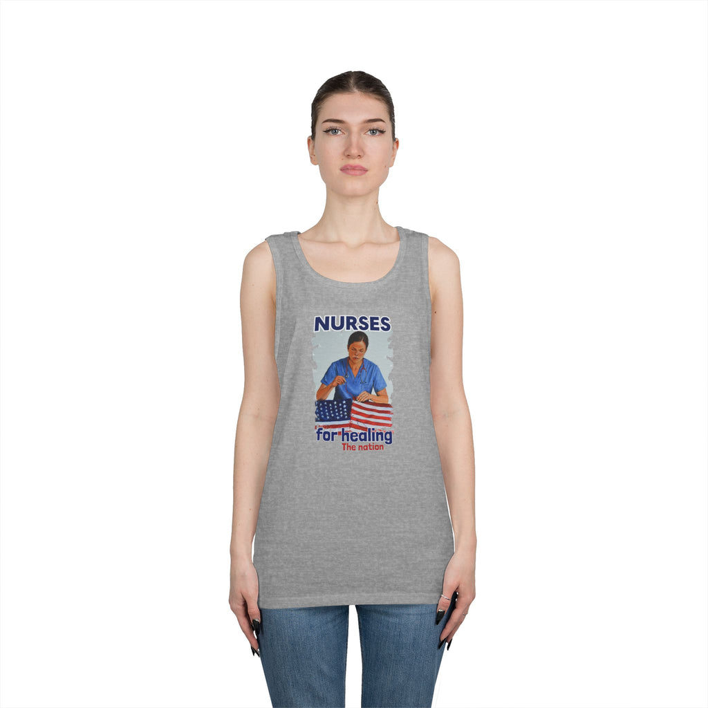 Unisex Medium fabric Cotton Tank Top - Nurses For Healing The Nation (front) - Nurses Standing Up For Humanity (back) - 100% cotton - NFH-K-G5200
