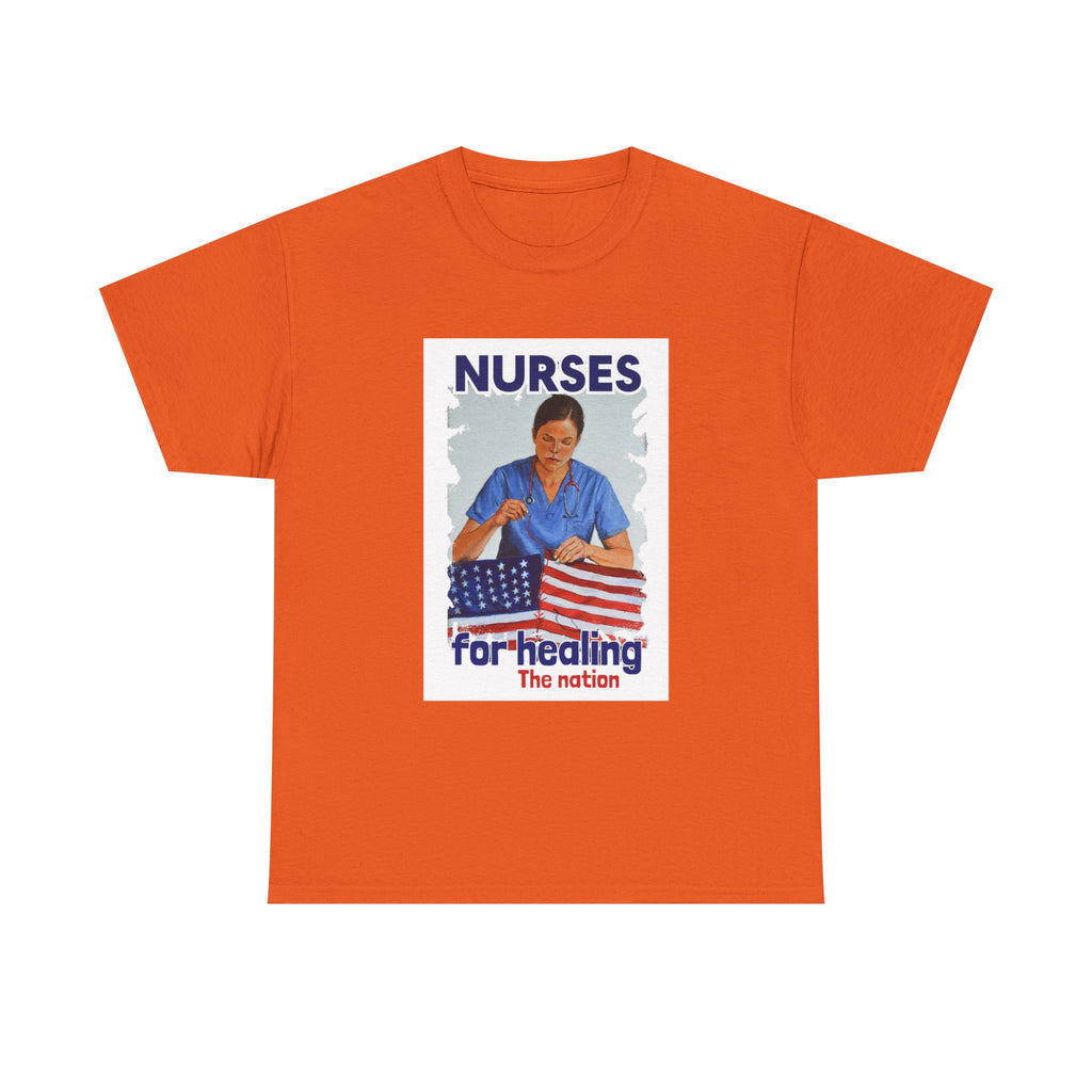 Unisex Medium fabric Cotton Tee - Nurses For Healing The Nation (front) - Nurses Standing Up For Humanity (back) - 100% cotton - NFH-T-G5000