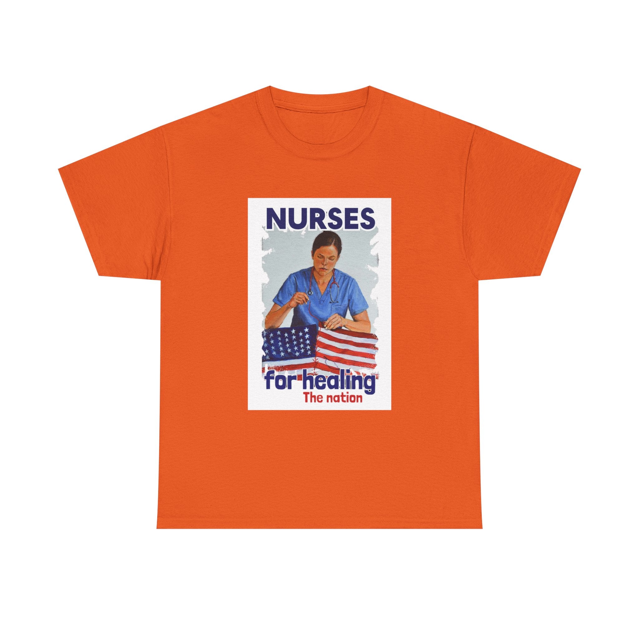 Unisex Medium fabric Cotton Tee - Nurses For Healing The Nation (front) - Nurses Standing Up For Humanity (back) - 100% cotton - NFH-T-G5000