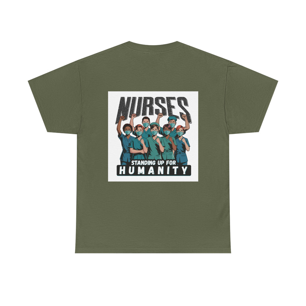 Unisex Medium fabric Cotton Tee - Nurses For Healing The Nation (front) - Nurses Standing Up For Humanity (back) - 100% cotton - NFH-T-G5000