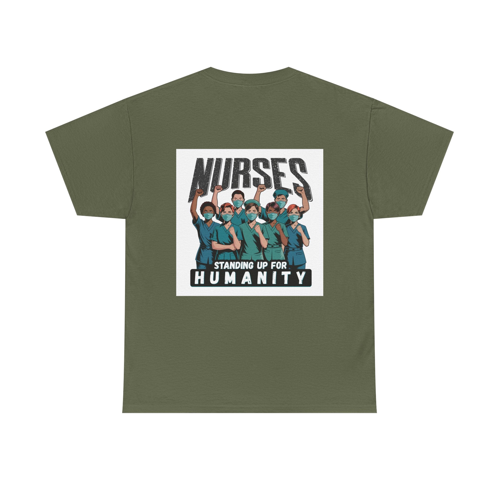 Unisex Medium fabric Cotton Tee - Nurses For Healing The Nation (front) - Nurses Standing Up For Humanity (back) - 100% cotton - NFH-T-G5000