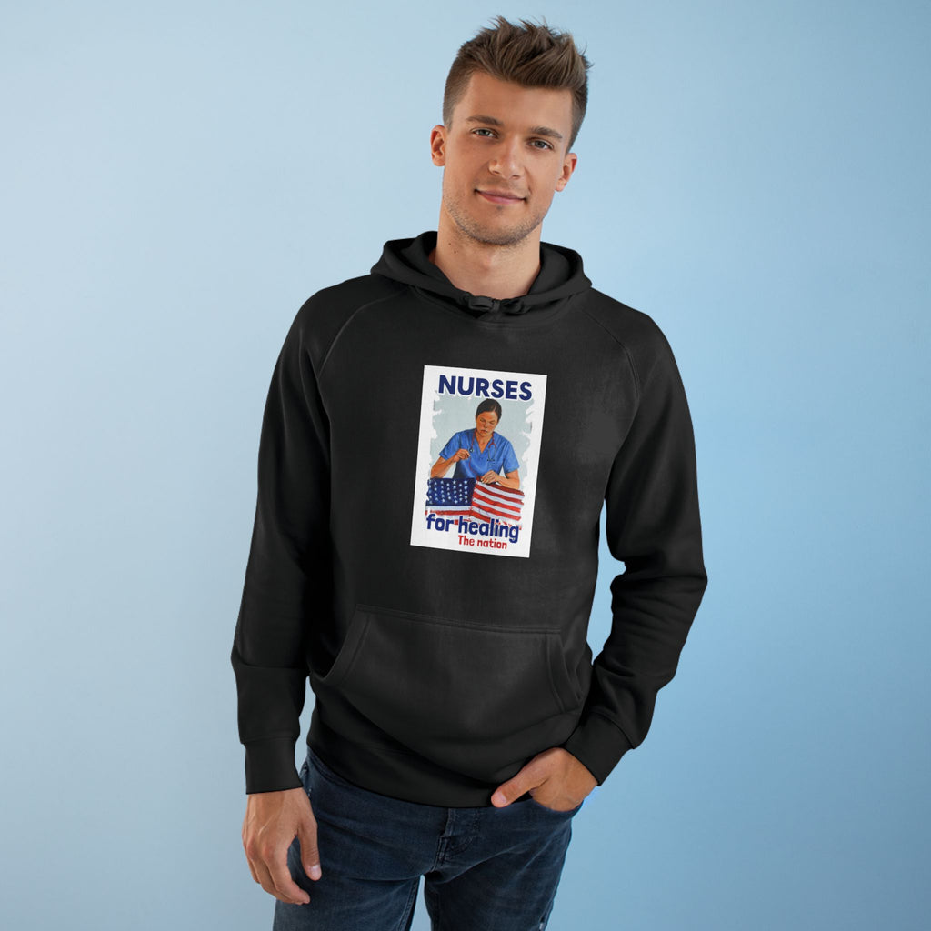 Unisex Mid-weight Hoodie - Nurses For Healing The Nation (front) - Nurses Standing Up For Humanity (back) - 80% cotton, 20% Polyester - NFH-H-AC5101