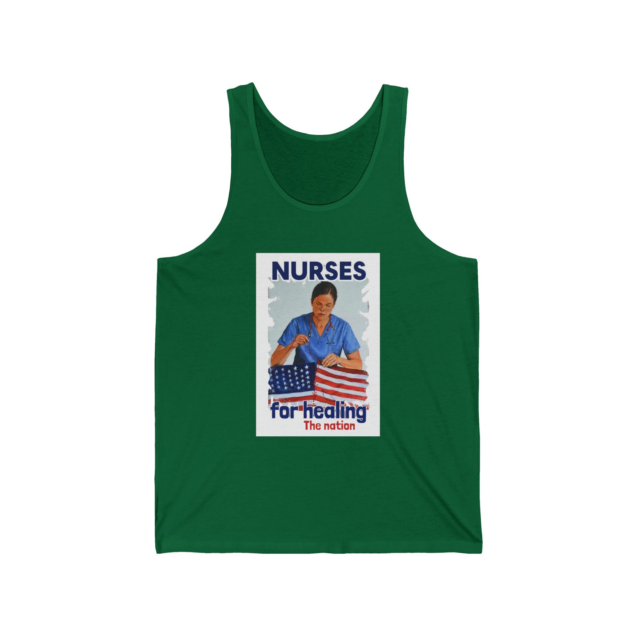 Unisex Light fabric Jersey Tank - Nurses For Healing The Nation (front) - Nurses Standing Up For Humanity (back) - 100% Airlume combed and ring-spun cotton - NFH-K-BC3480