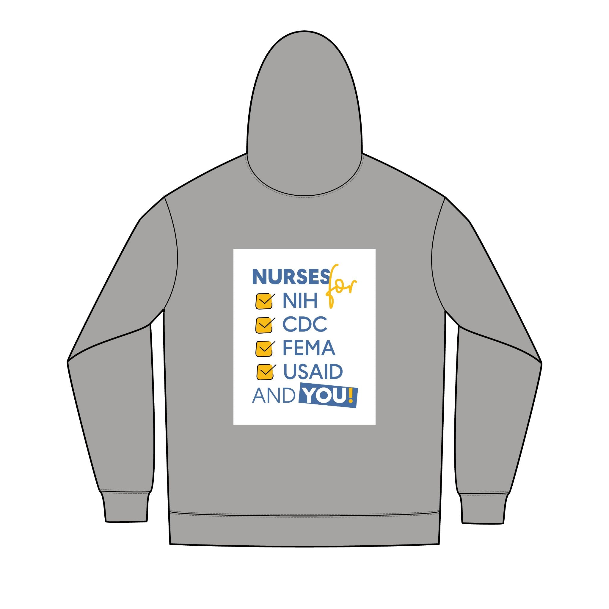 Men's Medium-heavy fabric Full-Zip Hoodie - Nurses Condemning Closure of USAID (front) - Nurses For NIH, CDC, FEMA, USAID, and YOU (back) - 60% recycled cotton, 40% recycled polyester - NFG-Z-DT8102