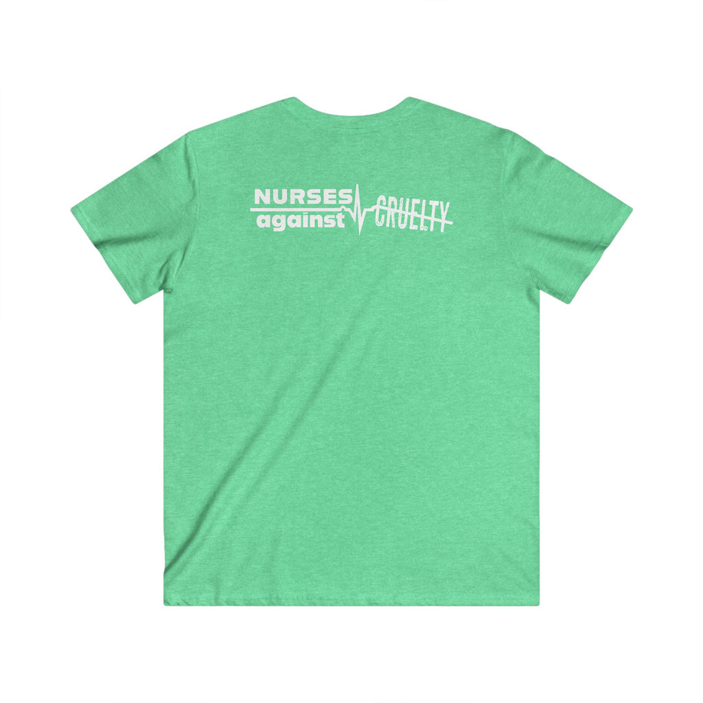 Unisex Medium fabric V-Neck T-Shirt - Nurses Against Fascism (front) - Nurses Against Cruelty (back) - 100% cotton - NAF-V-G5V00L
