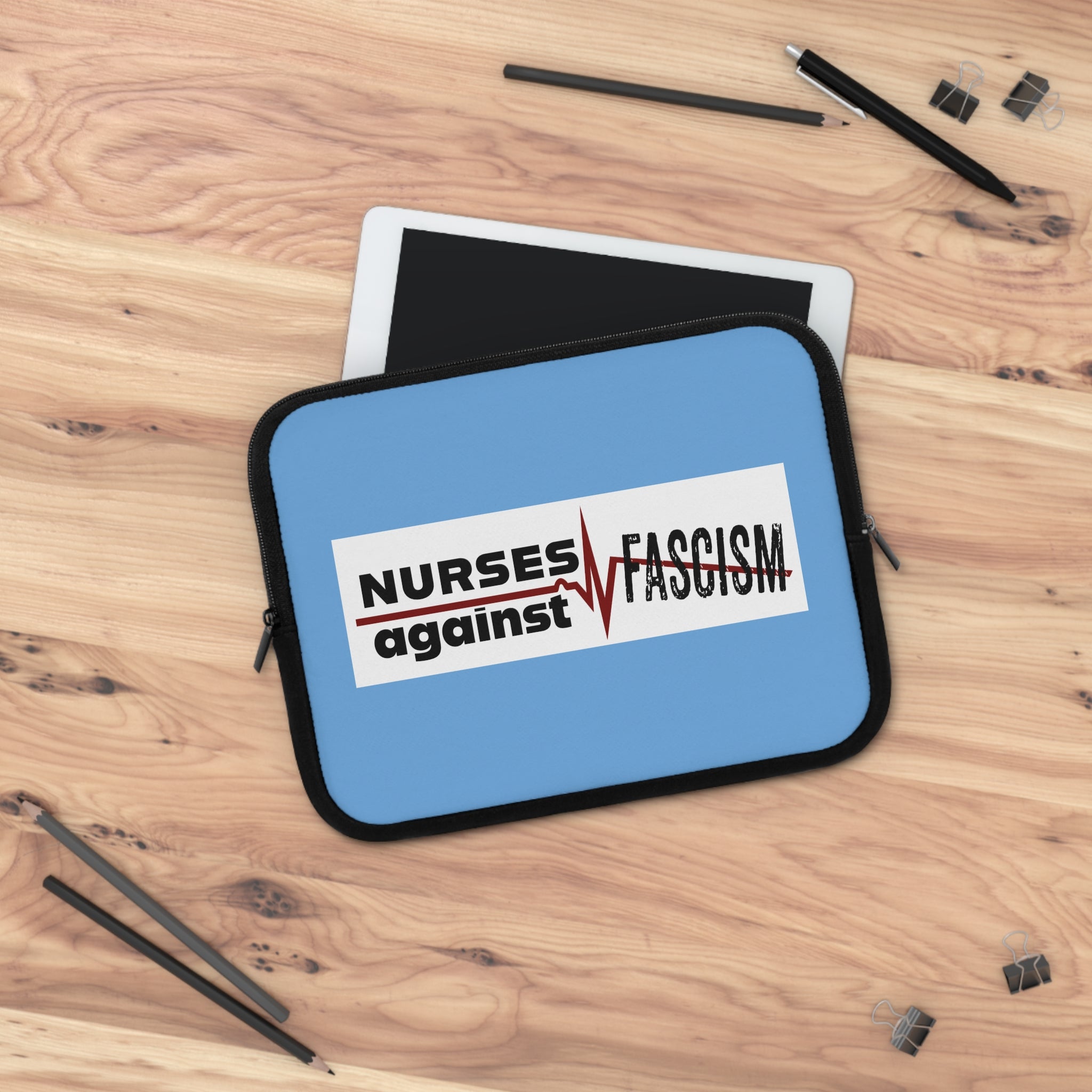 Laptop Sleeve - Nurses Against Fascism (front) - Smooth neoprene - NAF-LS-01