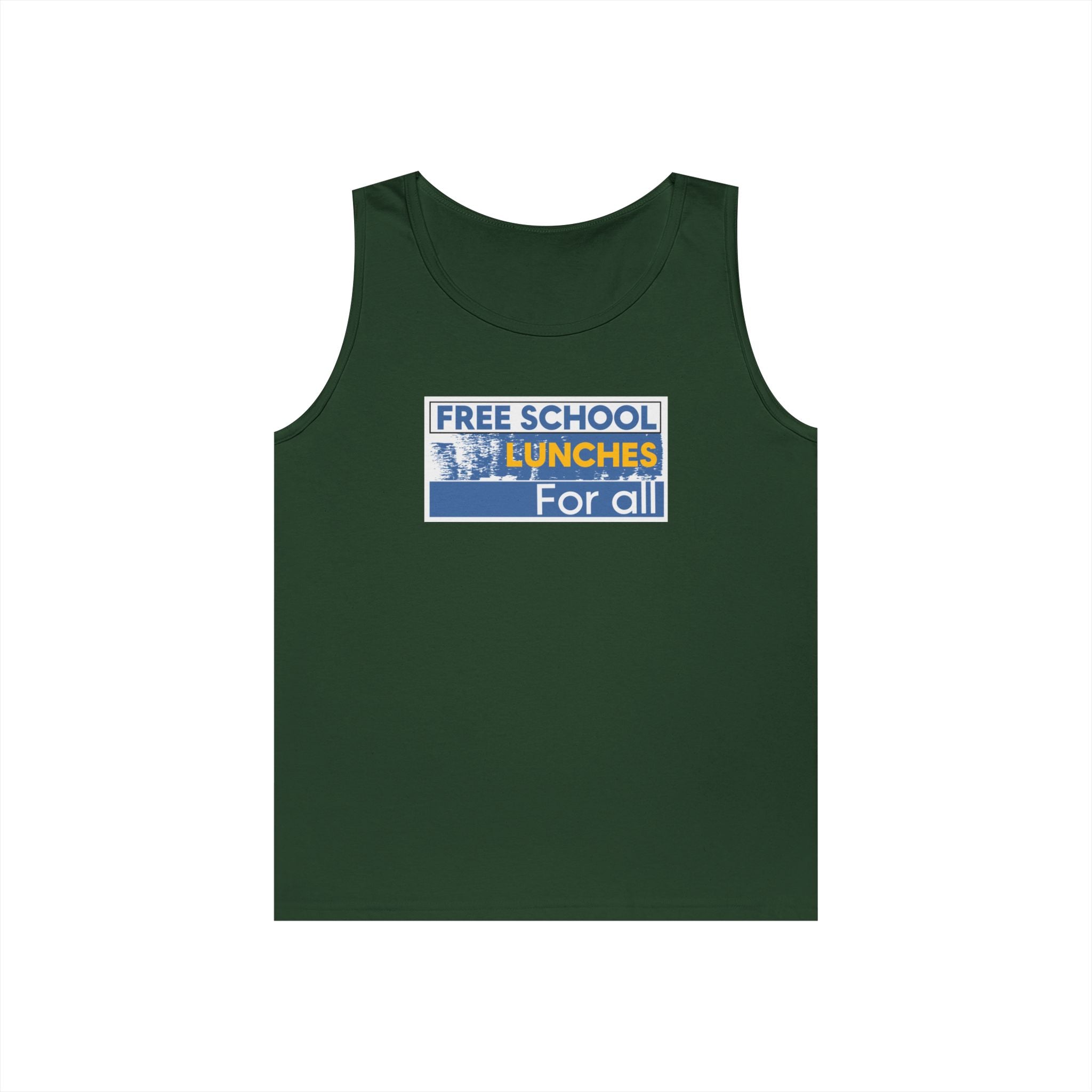 Unisex Medium fabric Cotton Tank Top - Free School Lunches For All (front) - Nurses Against The Rich Starving The Poor (back) - 100% cotton - NAH-K-G5200