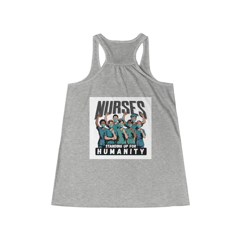 Women's Flowy Extra Light fabric Racerback Tank - Nurses For Healing The Nation (front) - Nurses Standing Up For Humanity (back) - 65% Polyester 35% Viscose - NFH-F-BC8800