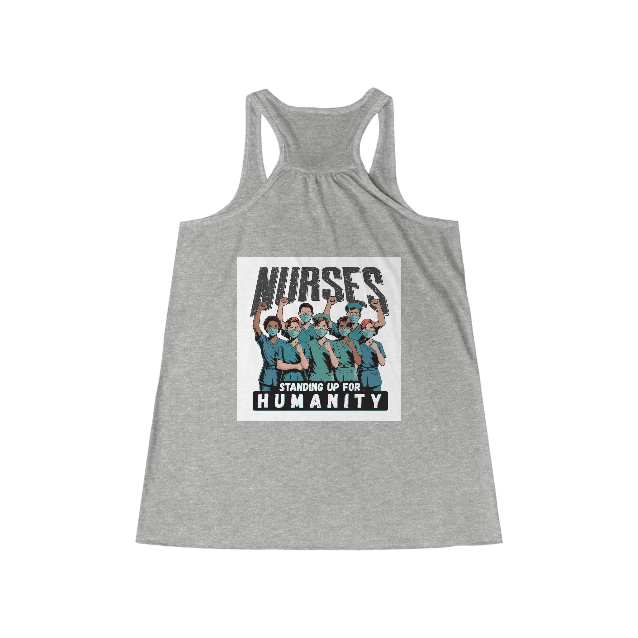 Women's Flowy Extra Light fabric Racerback Tank - Nurses For Healing The Nation (front) - Nurses Standing Up For Humanity (back) - 65% Polyester 35% Viscose - NFH-F-BC8800