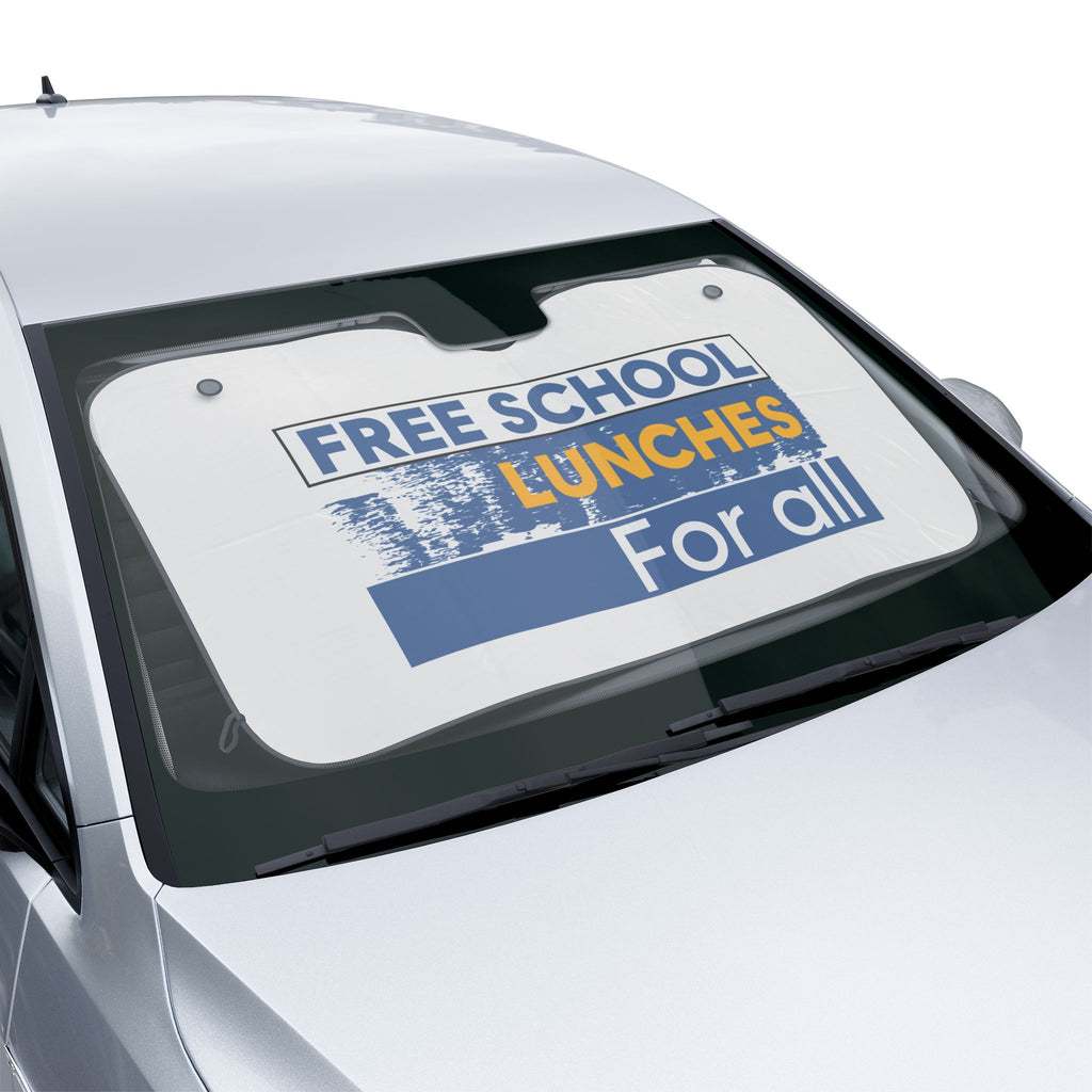 Unisex Car Sun Shade - Free School Lunches For All (front) - 100% Polyester & 100% Aluminized film cushion - NAH-CA-02