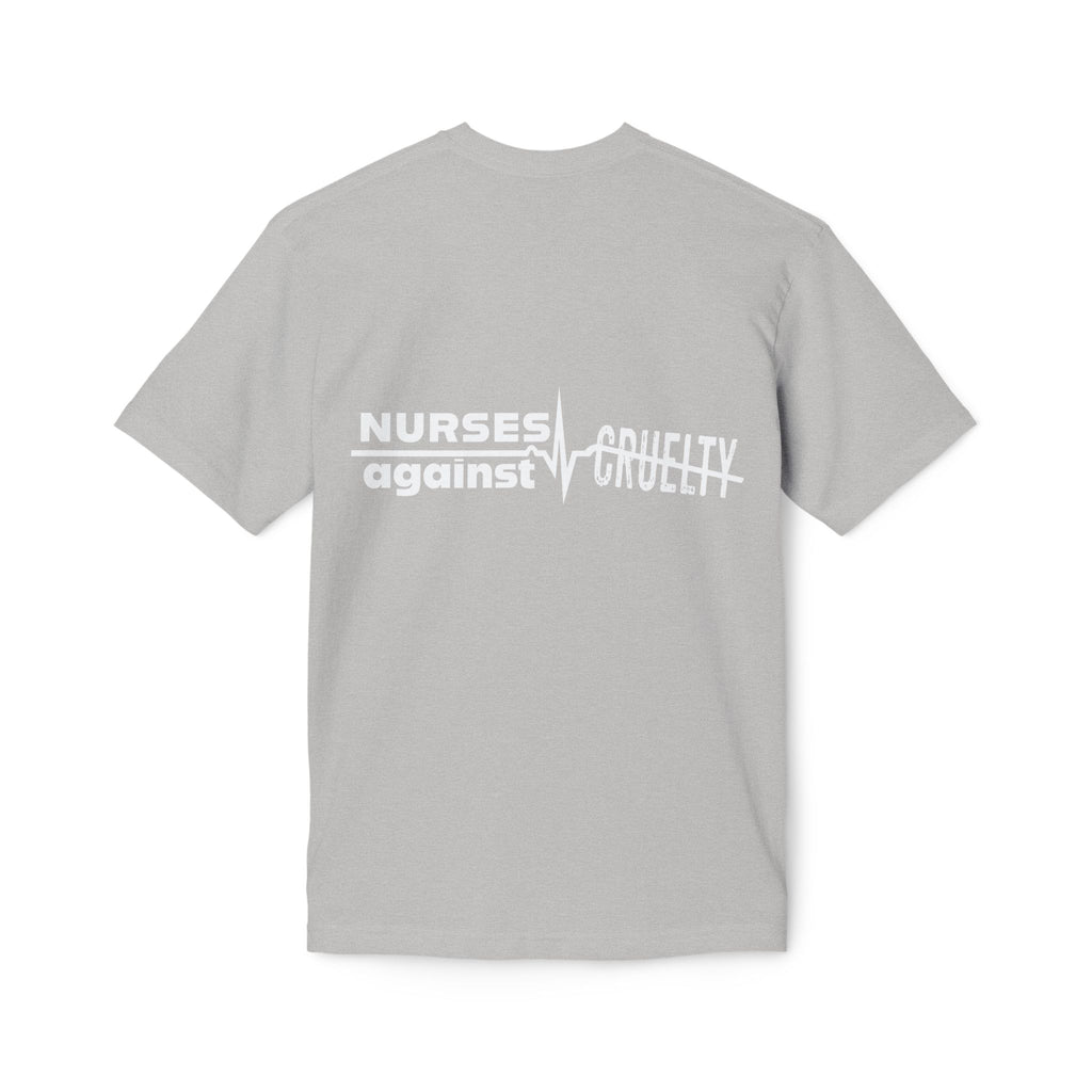 Unisex Midweight T-shirt, Nurses Against Fascism (front) - Nurses Against Cruelty (back) - 100% Polyster - NAF-T-BS5040