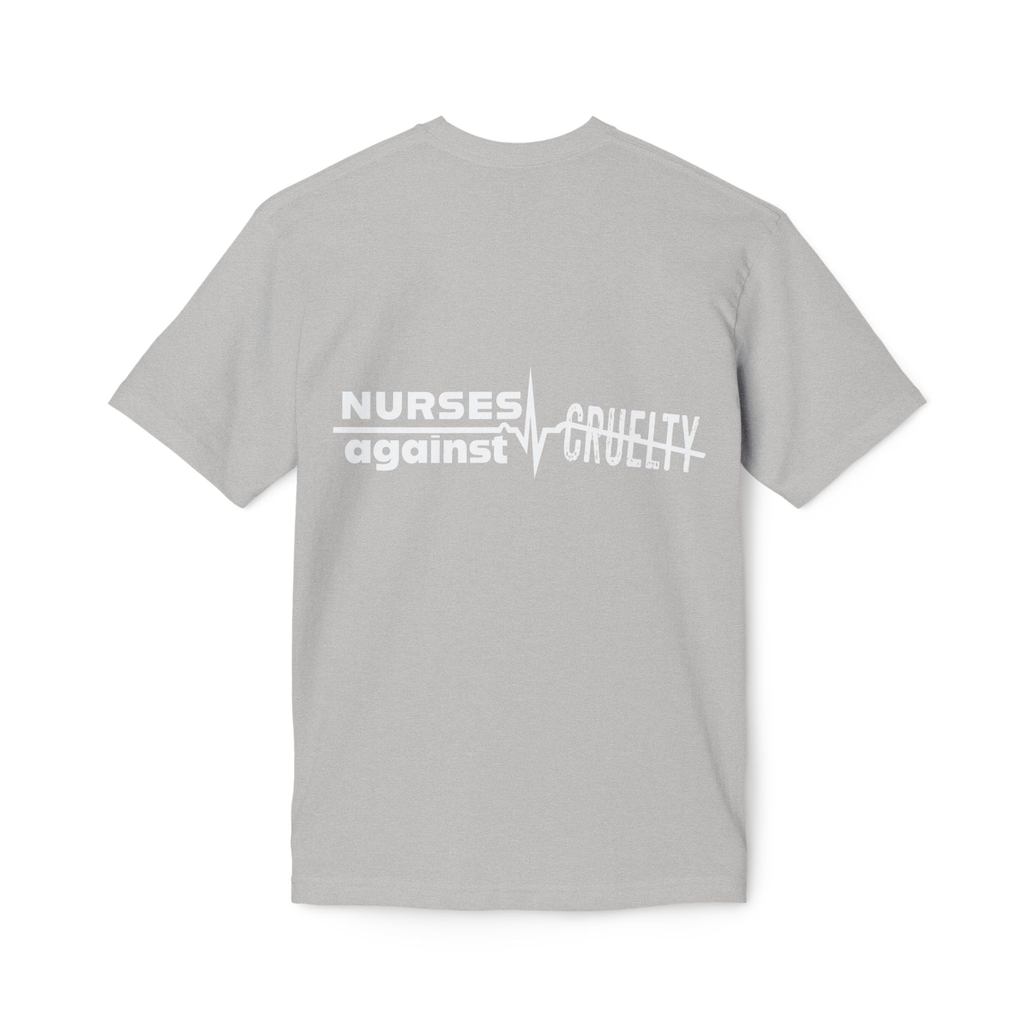 Unisex Midweight T-shirt, Nurses Against Fascism (front) - Nurses Against Cruelty (back) - 100% Polyster - NAF-T-BS5040
