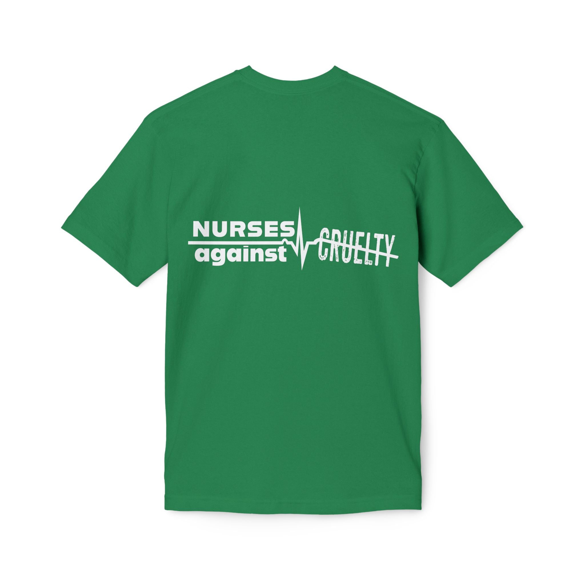 Unisex Midweight T-shirt, Nurses Against Fascism (front) - Nurses Against Cruelty (back) - 100% Polyster - NAF-T-BS5040