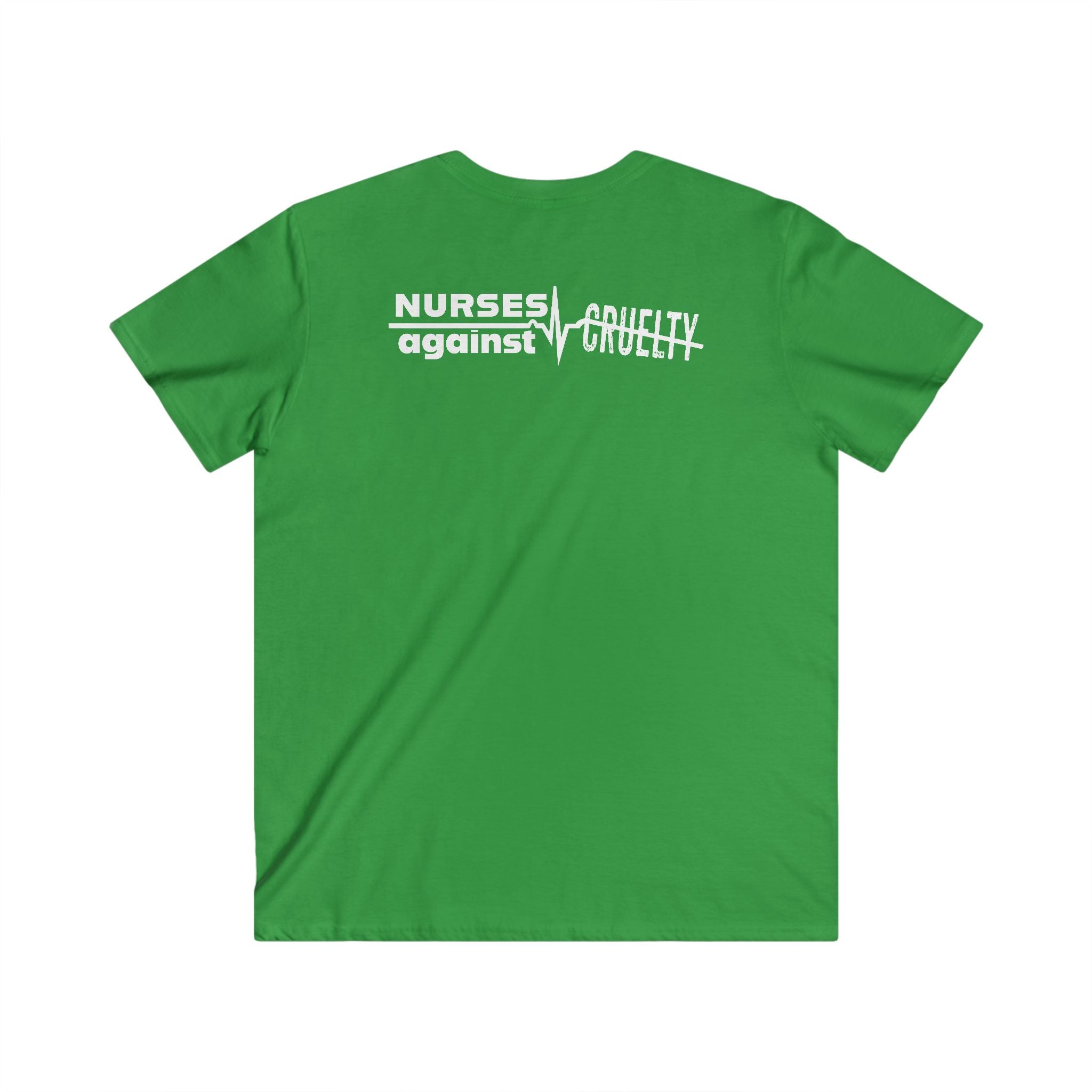 Unisex Medium fabric V-Neck T-Shirt - Nurses Against Fascism (front) - Nurses Against Cruelty (back) - 100% cotton - NAF-V-G5V00L