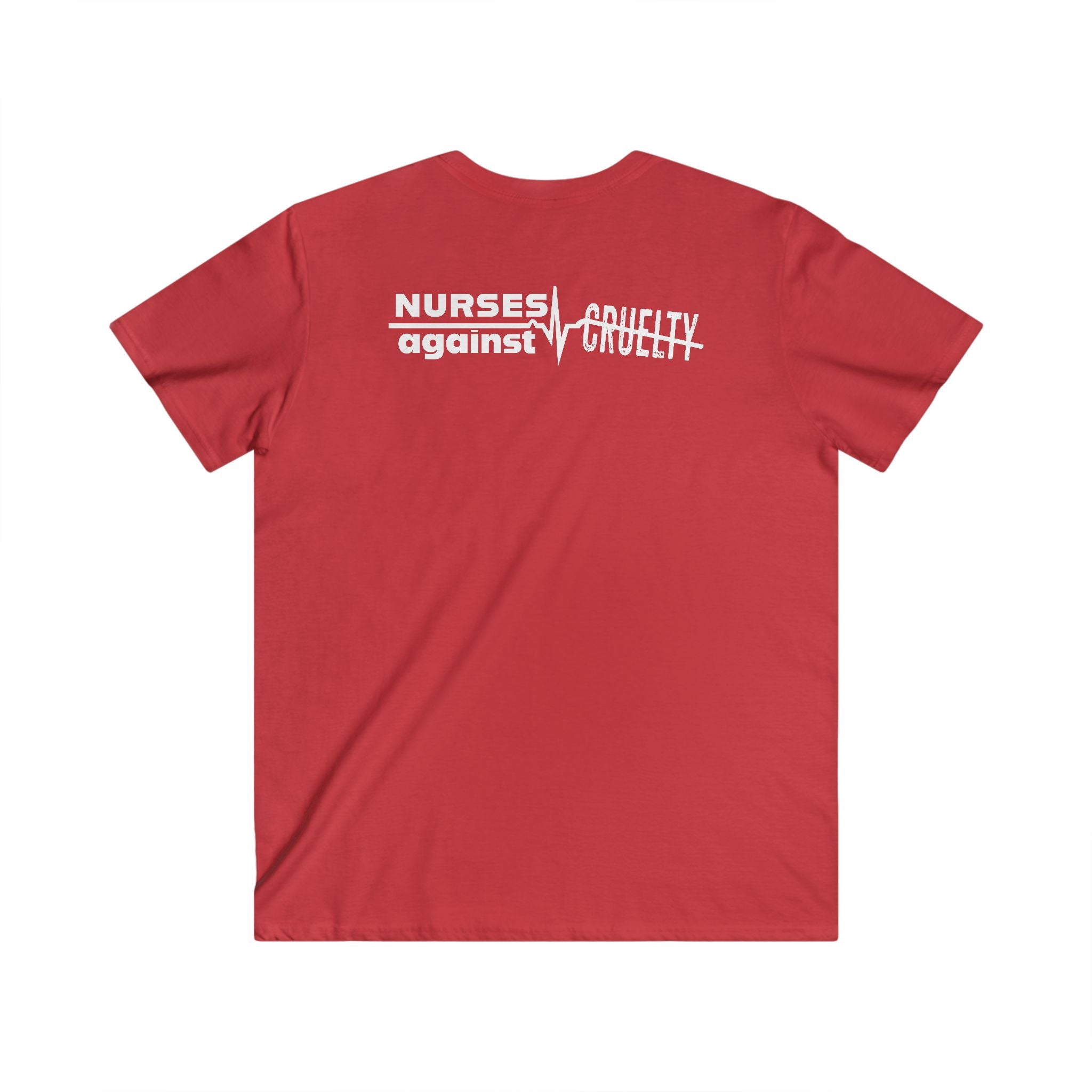 Unisex Medium fabric V-Neck T-Shirt - Nurses Against Fascism (front) - Nurses Against Cruelty (back) - 100% cotton - NAF-V-G5V00L