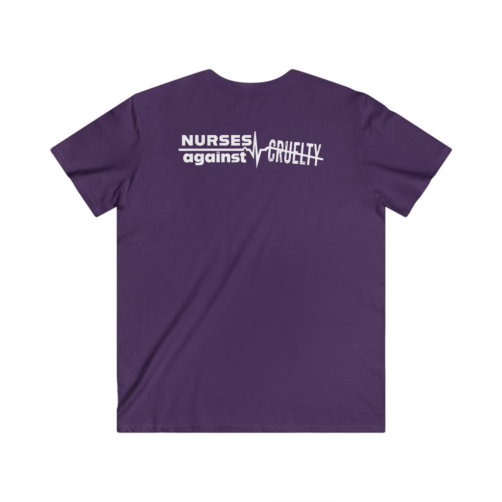 Unisex Medium fabric V-Neck T-Shirt - Nurses Against Fascism (front) - Nurses Against Cruelty (back) - 100% cotton - NAF-V-G5V00L