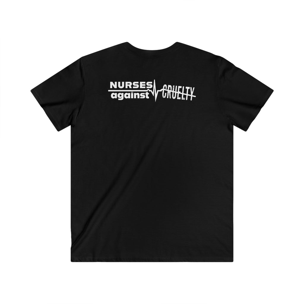 Unisex Medium fabric V-Neck T-Shirt - Nurses Against Fascism (front) - Nurses Against Cruelty (back) - 100% cotton - NAF-V-G5V00L