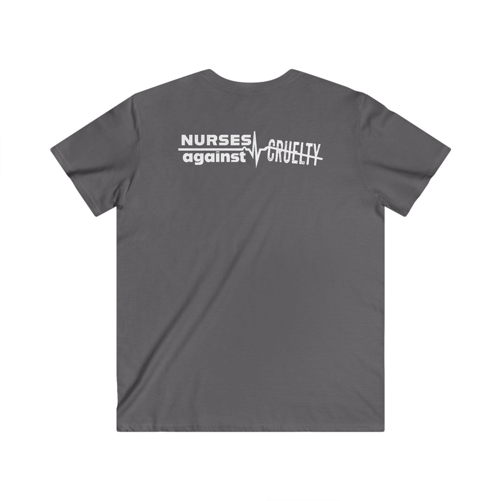 Unisex Medium fabric V-Neck T-Shirt - Nurses Against Fascism (front) - Nurses Against Cruelty (back) - 100% cotton - NAF-V-G5V00L